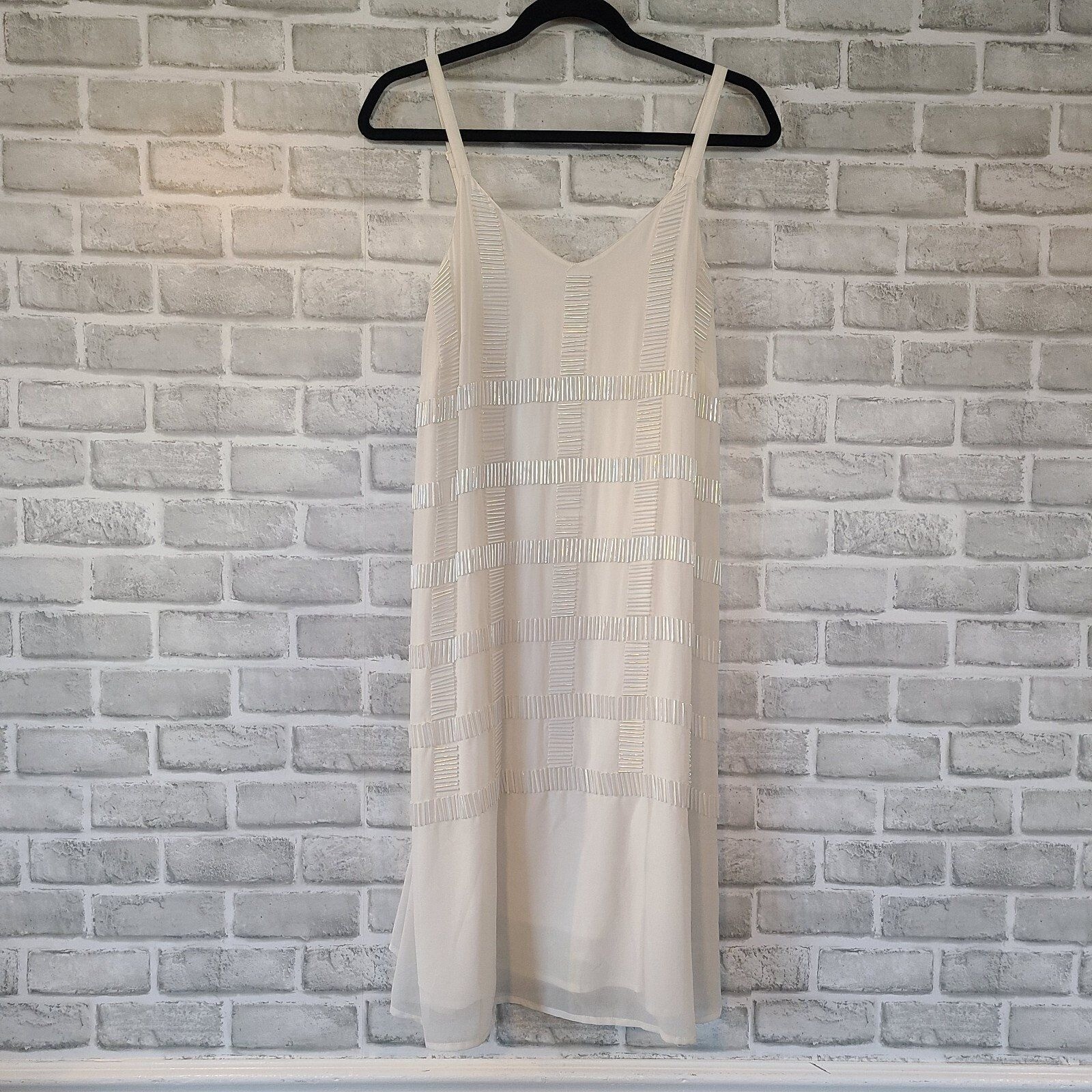 ASOS Maternity Heavy Beaded Strap Dress Off White Party Flowy US 4 *Bead issue