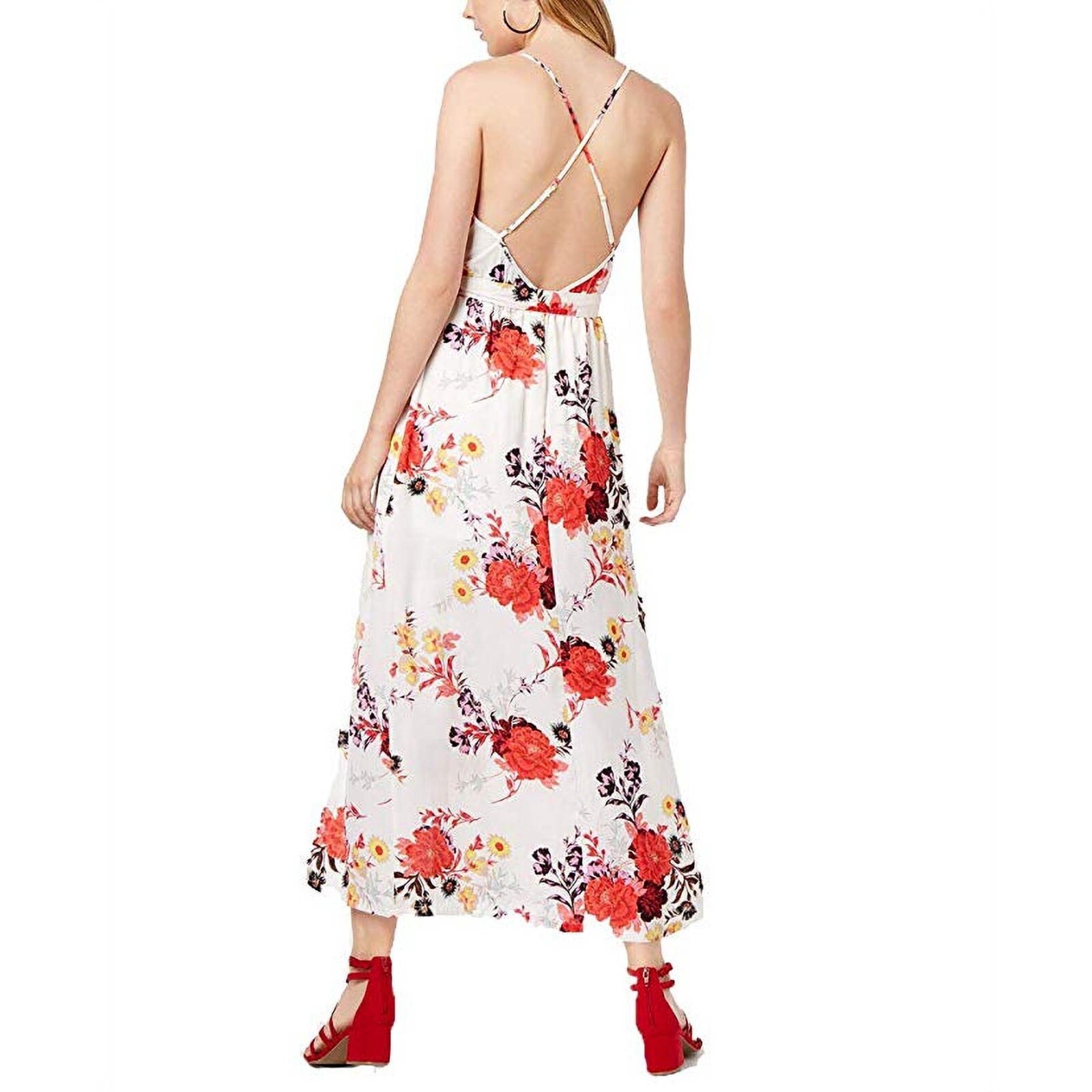 Material Girl Women’s Cloud Dancer Combo Sleeveless Cowl Neck Maxi Dress Size L