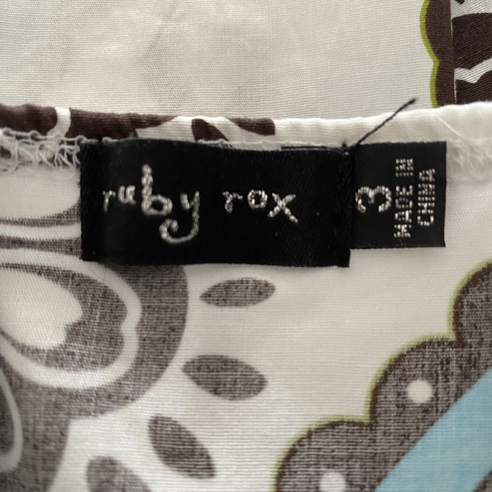 Ruby Rox Size 3 Women’s Blue Brown & White Paisley Sundress Spaghetti Strap, Tie