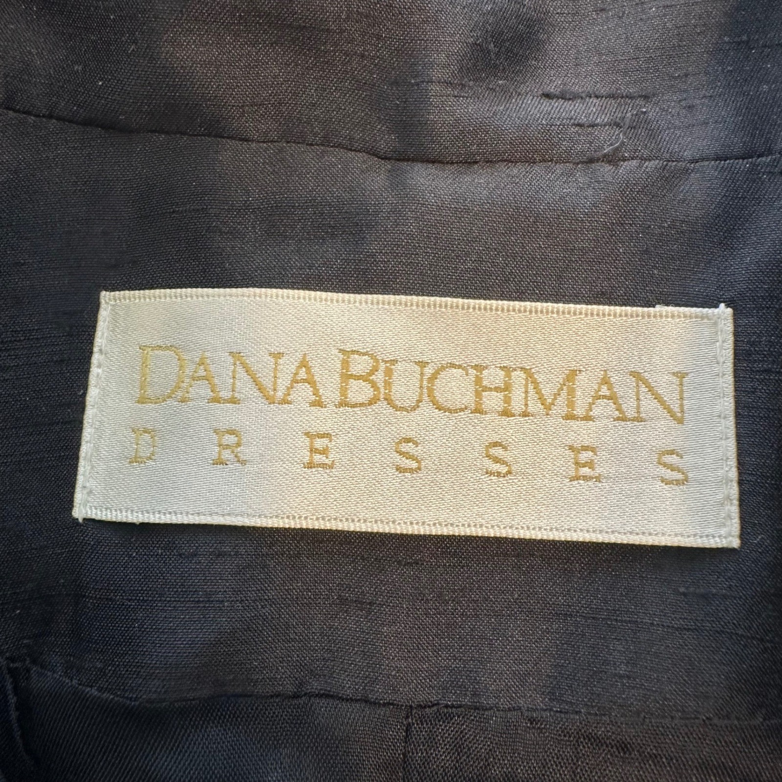Dana Buchman Size 8 Black Silk Mandarin Collar Zip Sheath Dress