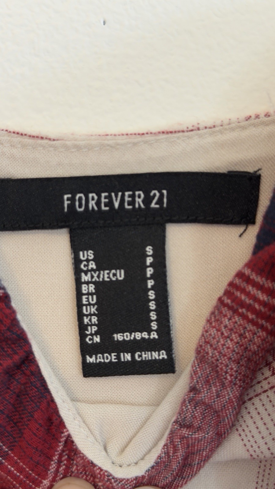 Forever 21 Plaid Mini Dress Red White Spaghetti Strap Size S