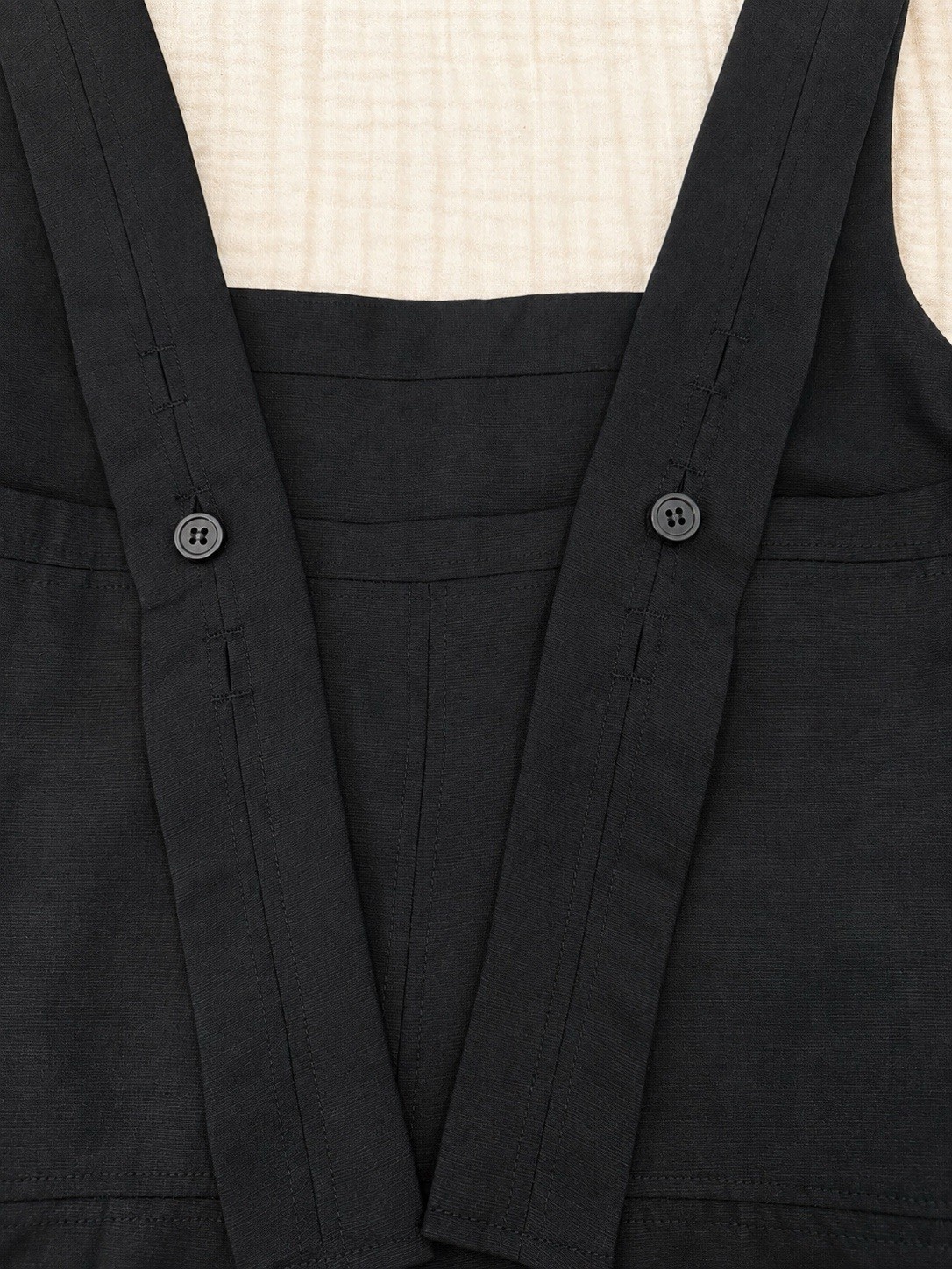 COS Black Sleeveless Square Neck Button Strap Lined A-Line Short Dress 2