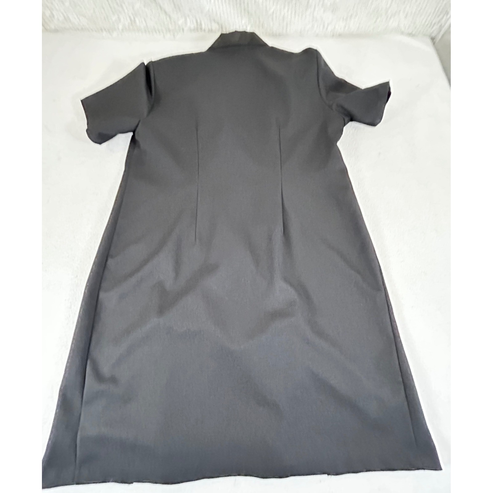Betsy Lauren Woman Black Button Front Dress Satin Collar Short Sleeve 16W 922408