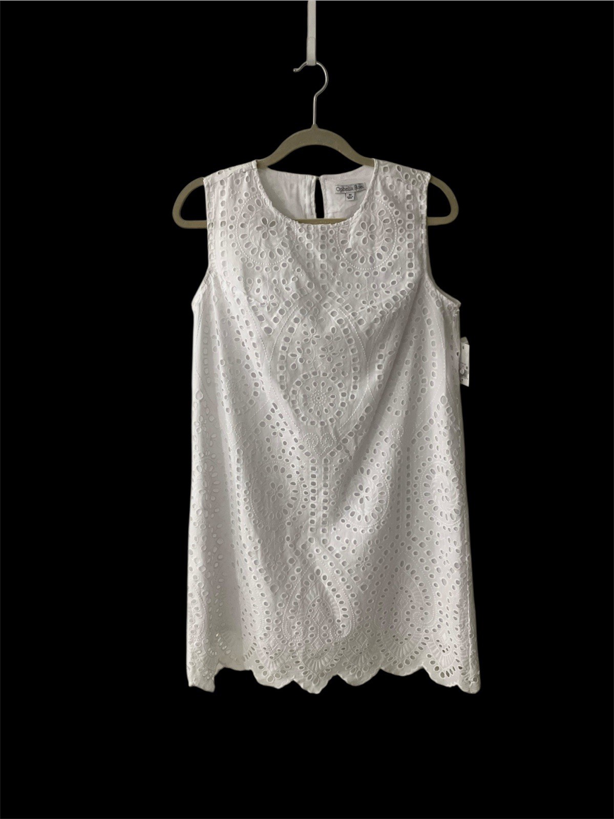 Olivia Roe NWT Women’s Sleeveless Short Eyelet Shift Dress White Size Medium