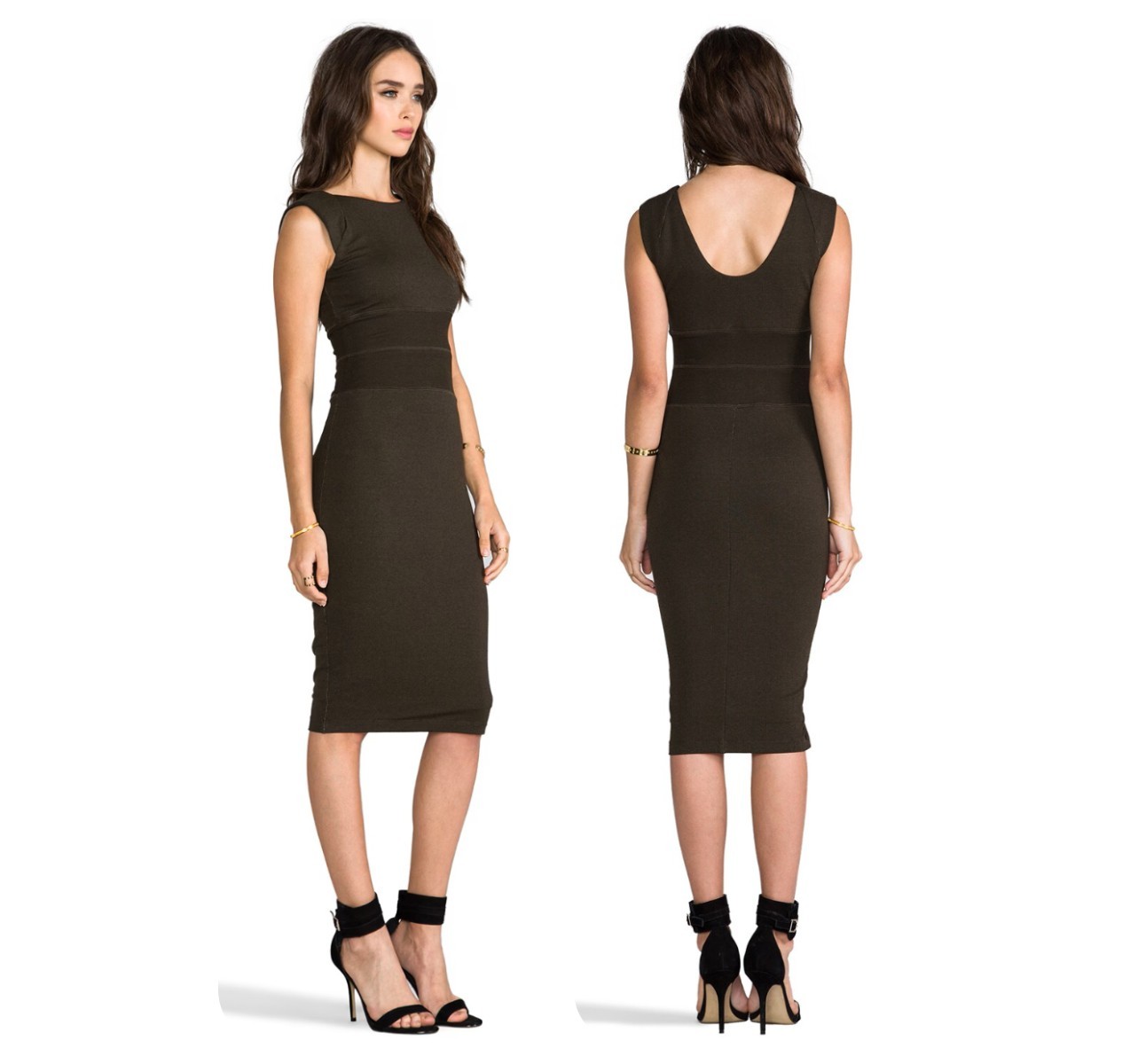 NEW Bailey 44 LARGE SLEEPING BAG Dress bodycon Charcoal, raw hem USA made