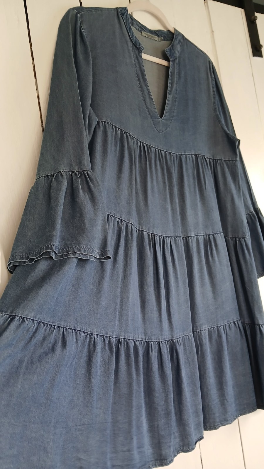 Valentina Naldi Dress. Large, Blue, Chambray. Made In Italy
