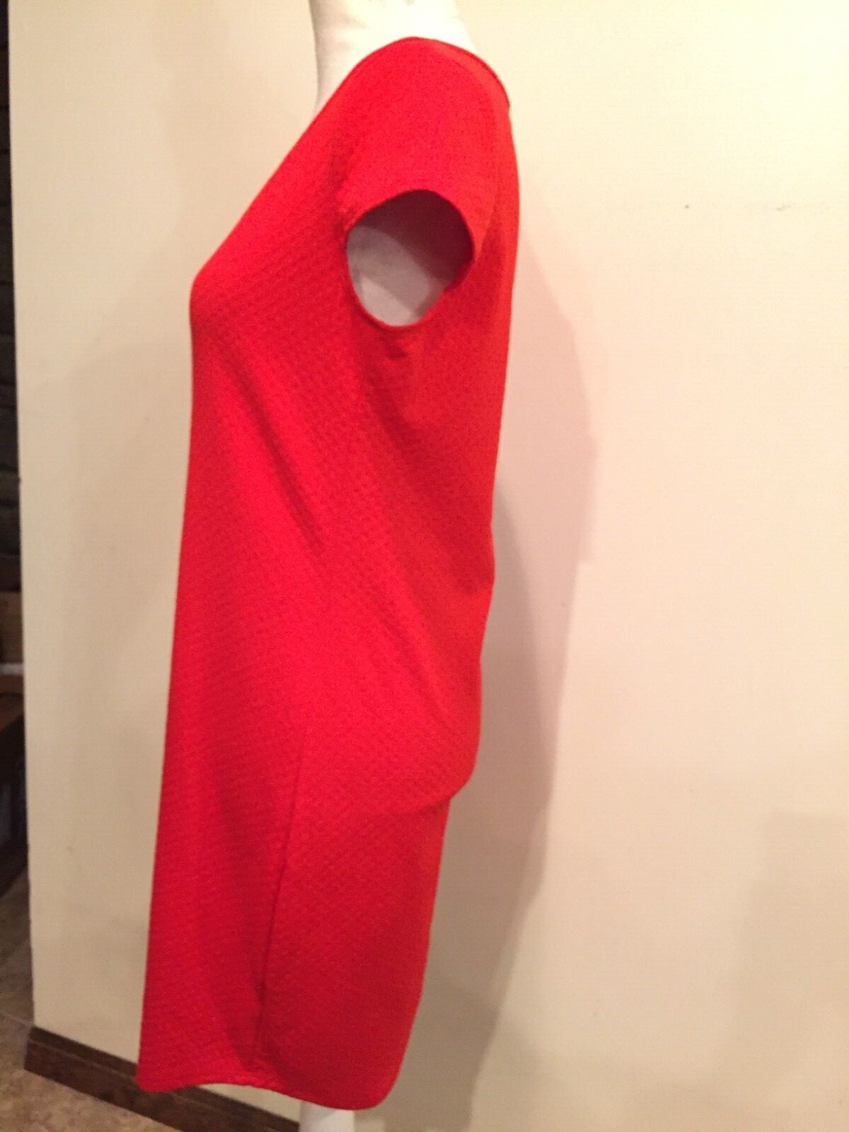 Espresso Dress, Small, Red, Cap Sleeves, Machine Wash, Stretch, Zip light weight