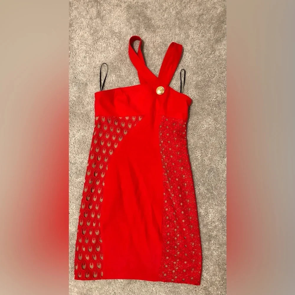 VERSACE‎ for H&M Eyelet Lace Silk Mini Dress Size 6