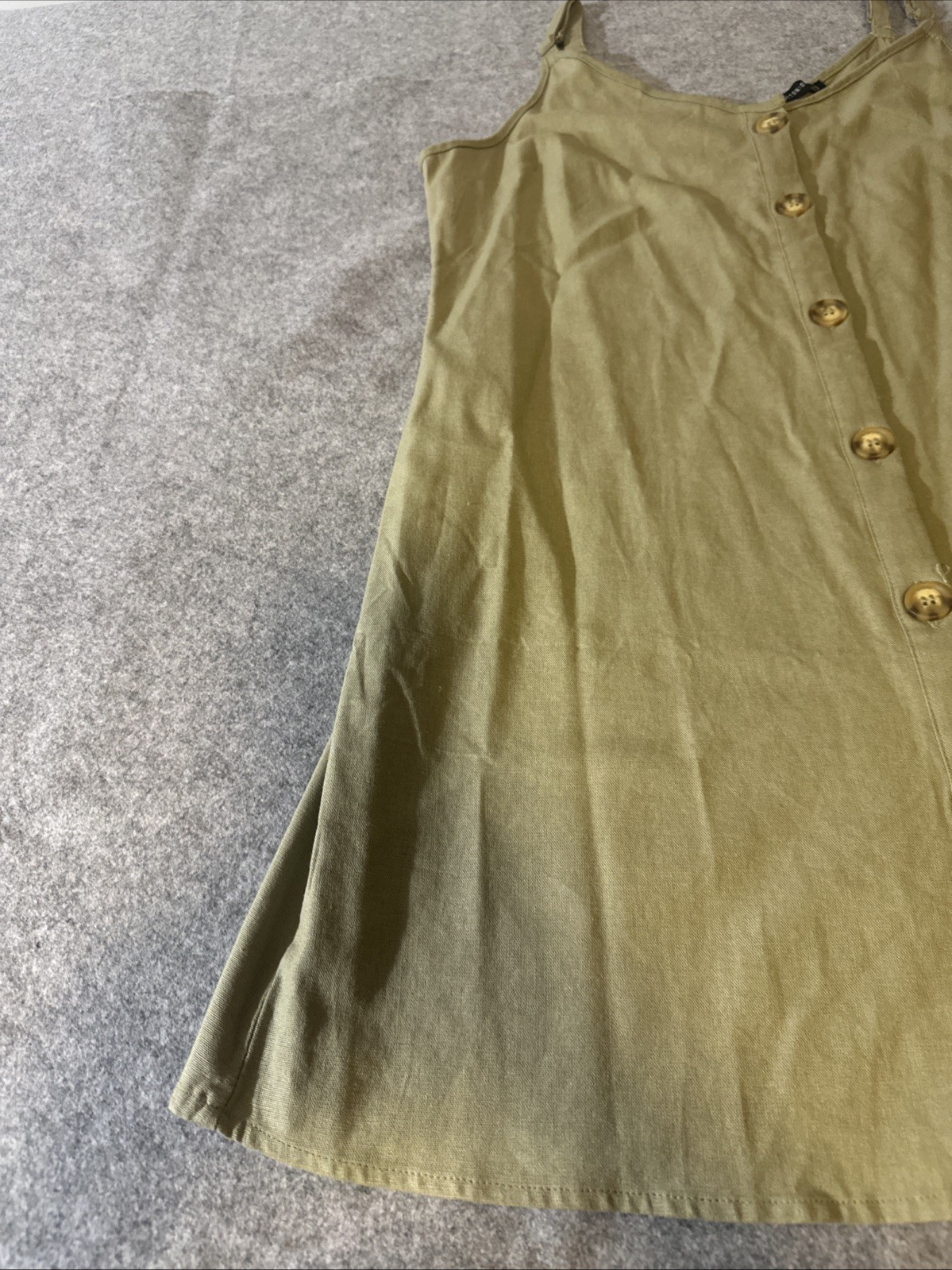 Cotton On Large Linen Blend Full Button Front Mini Dress Tunic Olive Minimalist