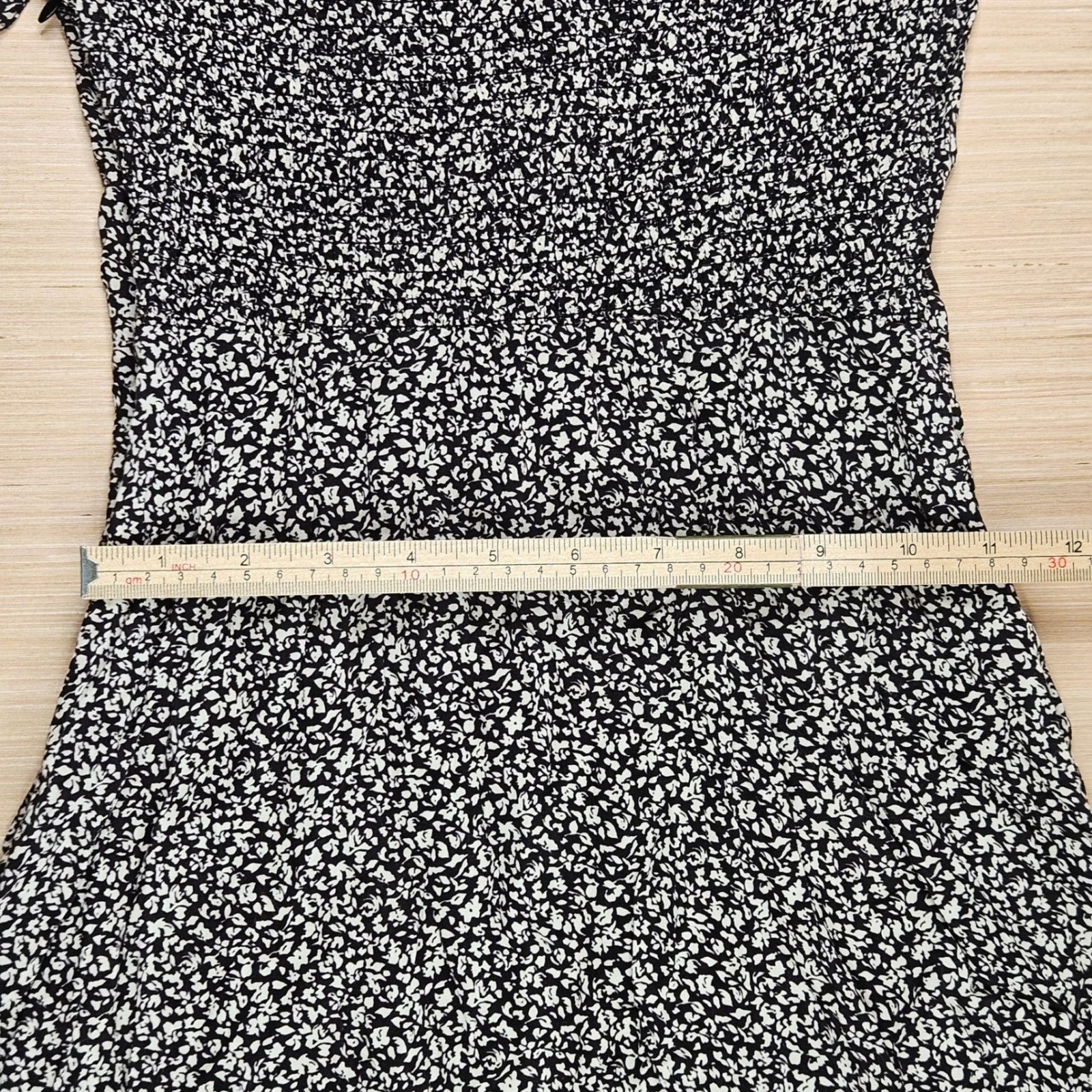 Cottagecore Auguste Mini Dress Women 2 Black Floral Lace Up Short Sleeve Boho