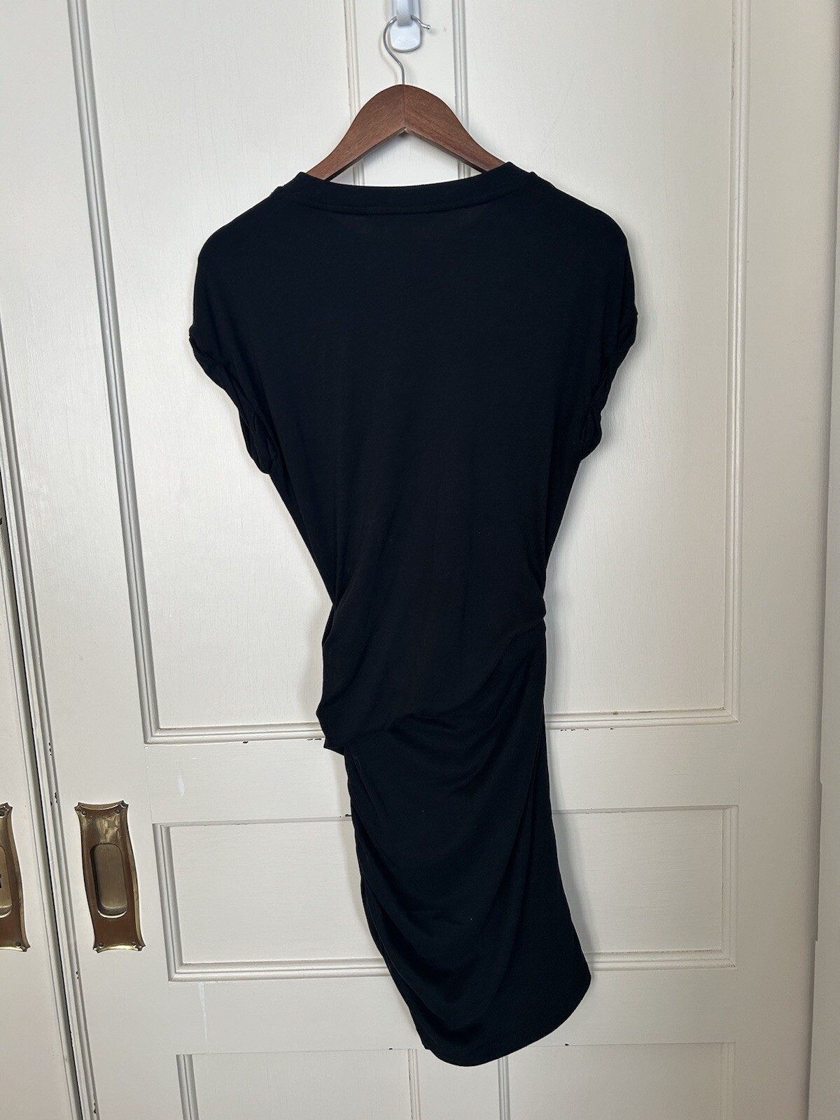AllSaints Ruched Knit Shift Dress Womens Size Small Black Classic City Party