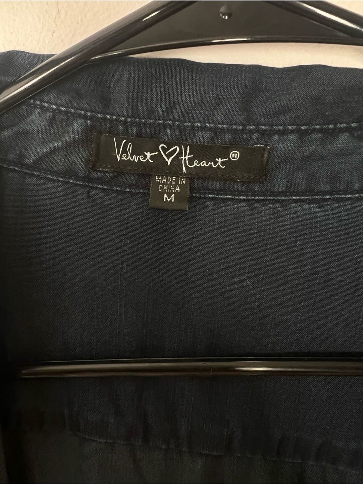 Velvet Heart Medium Tencel Chambray Shirt Dress Roll Tab Sleeve Blue Lyocell