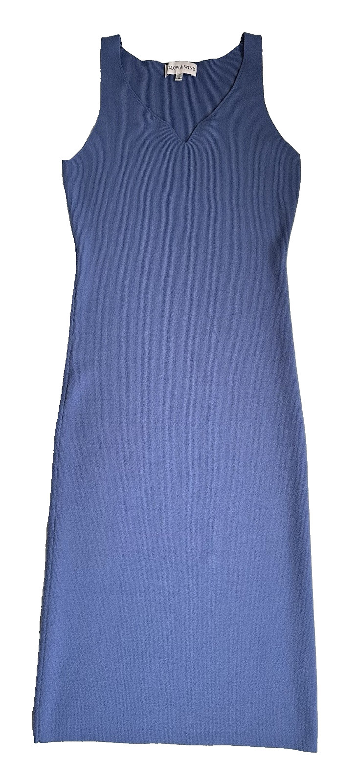 Women’s Blue Knit Long Soft Stretch Bodycon Willow & Wind Dress Size Medium