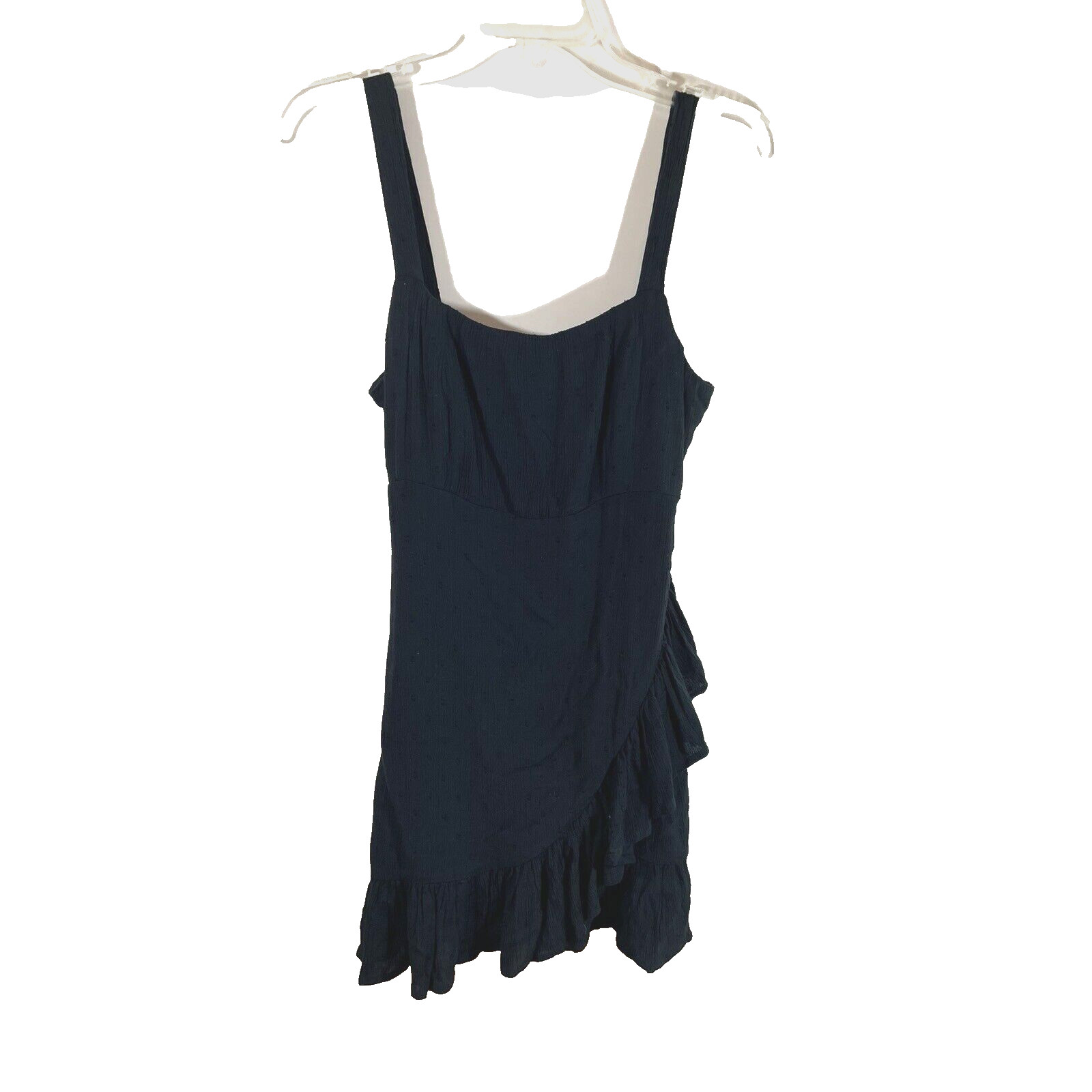 O’Neill Colinda Black Faux Wrap Ruffle Woven Mini Tank Dress in Night Sky Sz XS