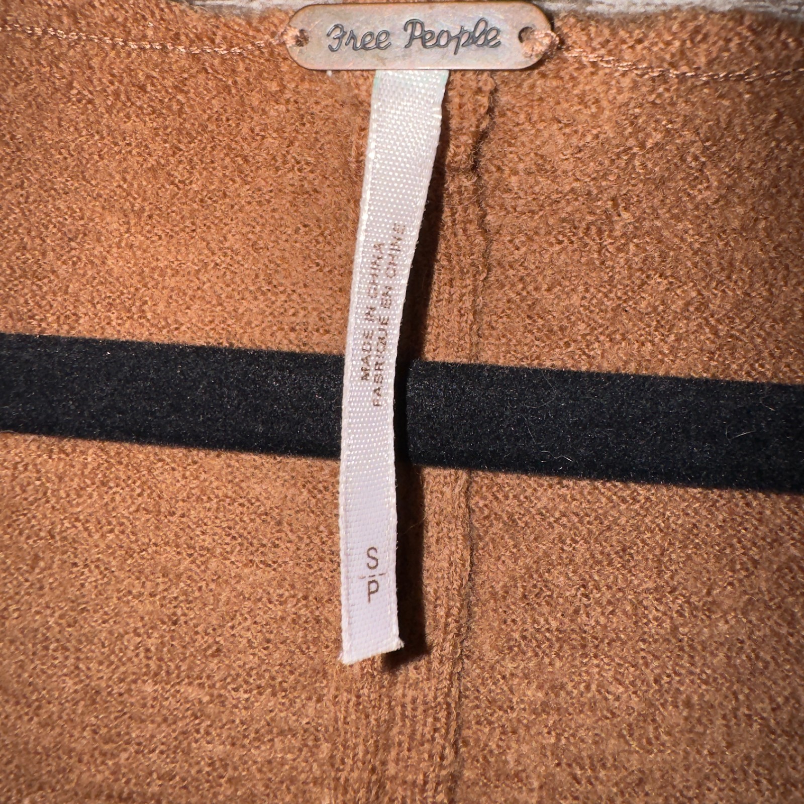 Free People Womens Small 100% Wool Sleeveless Mini Dress Camel Boiled Wool Tunic