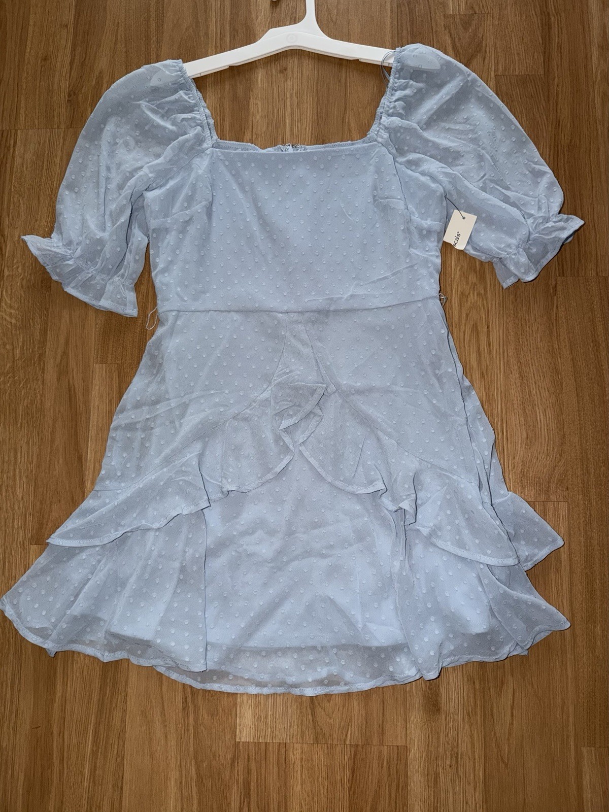 Francesca’s Miami Blue Puff Sleeve Dress Size Medium