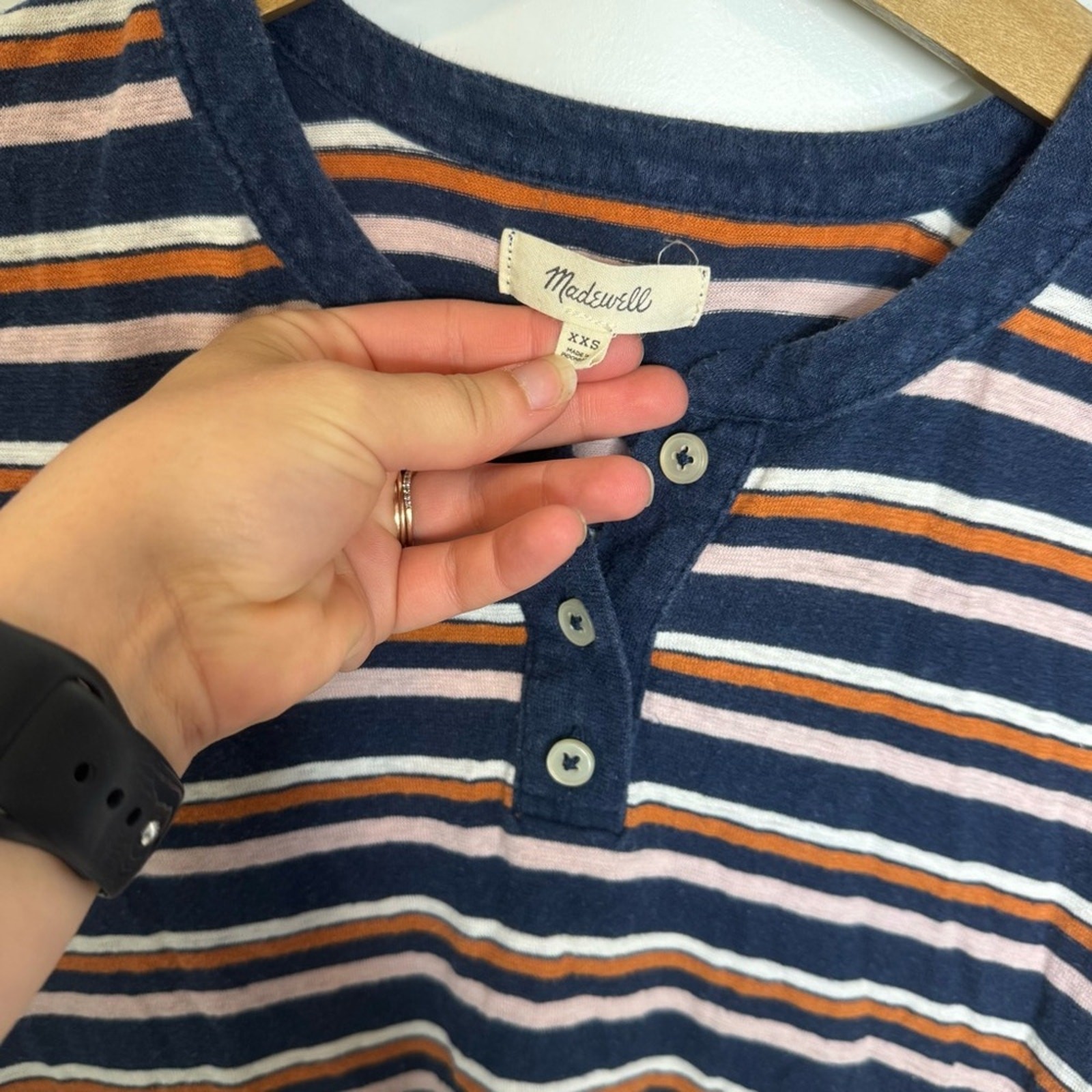 Madewell Multicolor Striped Henley Tee T-shirt Dress Mini Size XXS