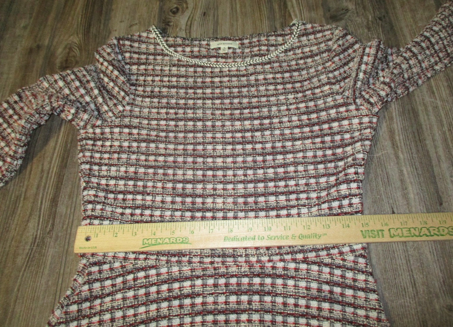Max Studio Womens Sz Small Red Black Beige Blue White Tweed Dress Twee Academia