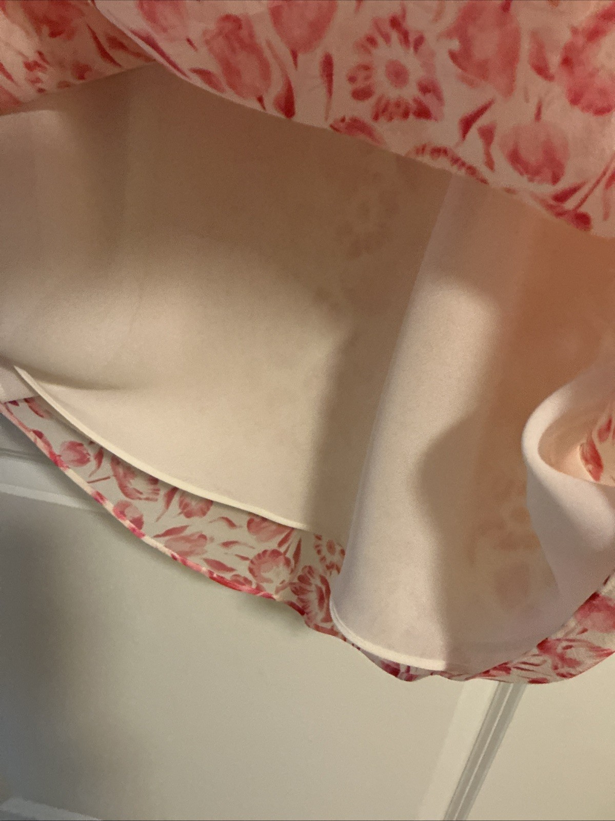 LOFT Ann Taylor NWT Floral Ruffle Dress 10 Petite Pink Cream Summer Casual