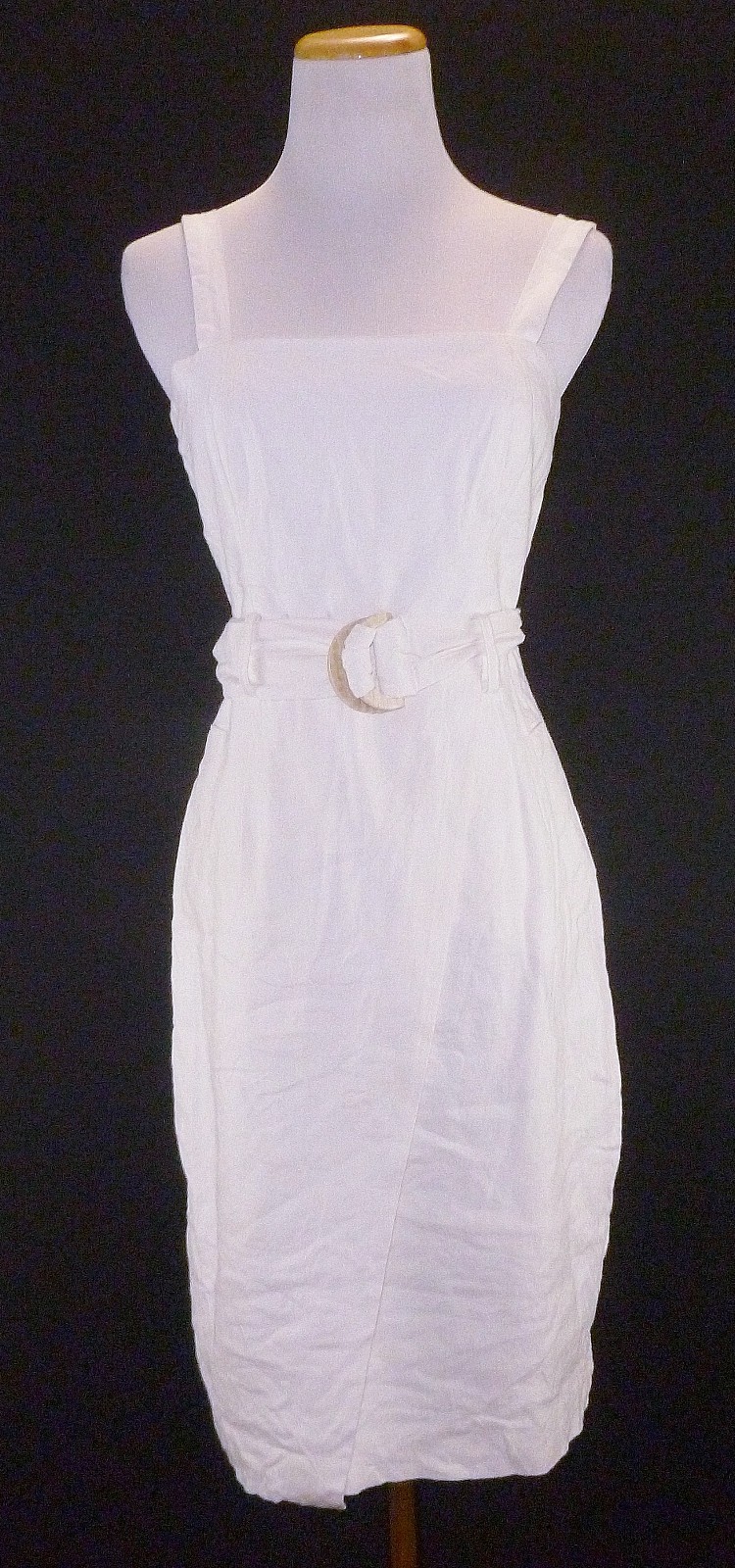 Antonio Melani Sleeveless Sun Dress Belt White 4 Linen Blend Breezy Summer