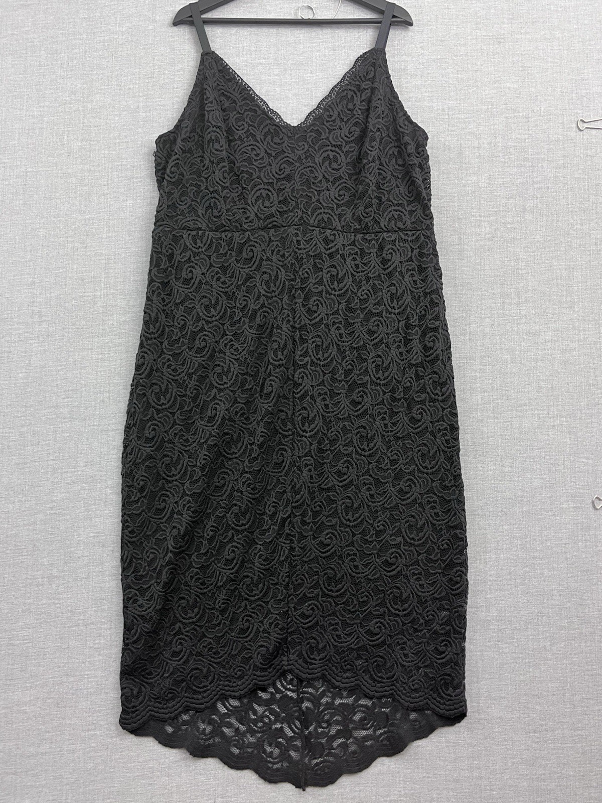 Torrid Dress Womens Black Lace Adjustable Straps Lined Scalloped Trim Stretch