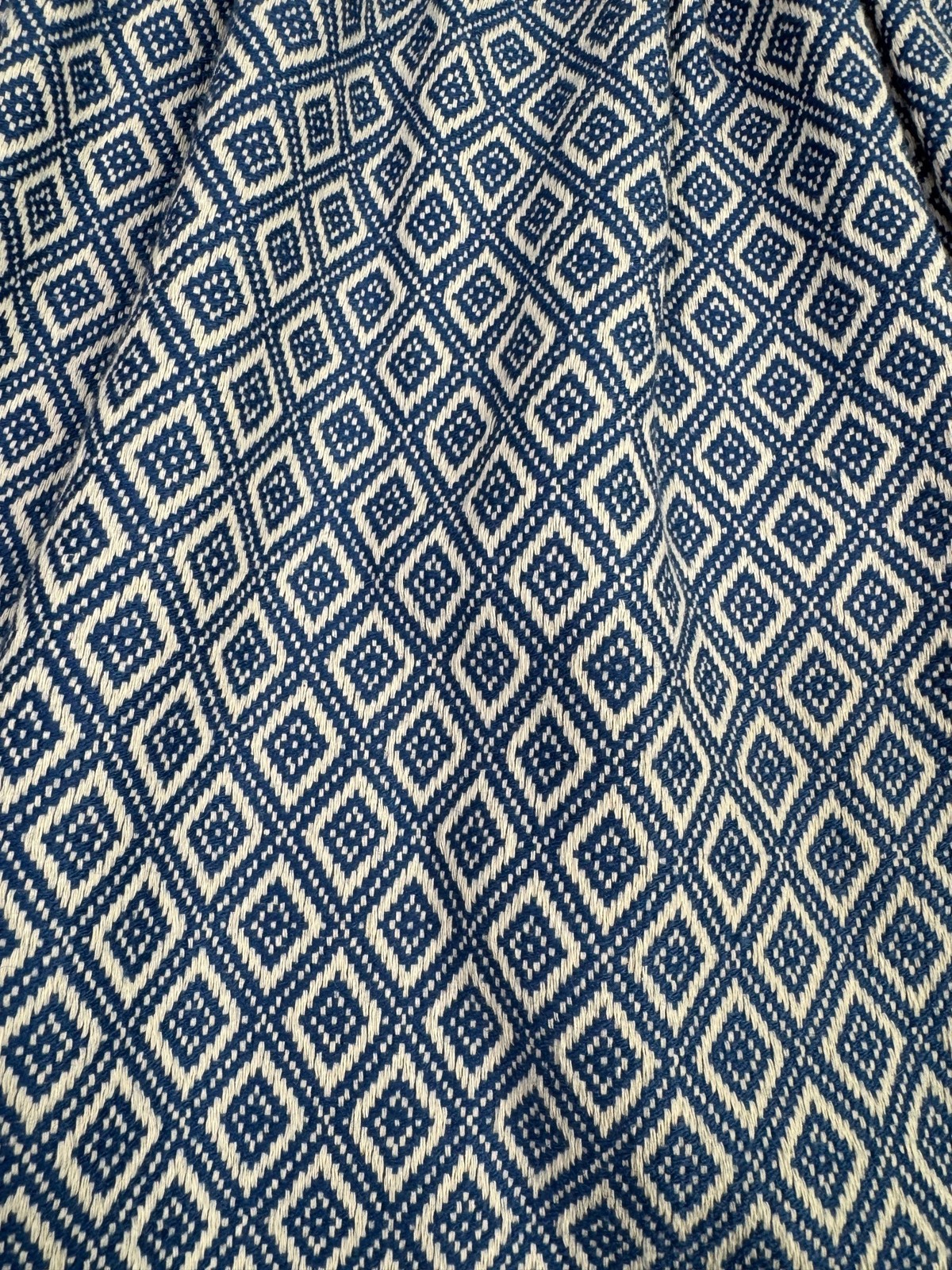 Ella Moss Blue White Diamond Print Strapless Dress S Fit & Flare Cotton Blend