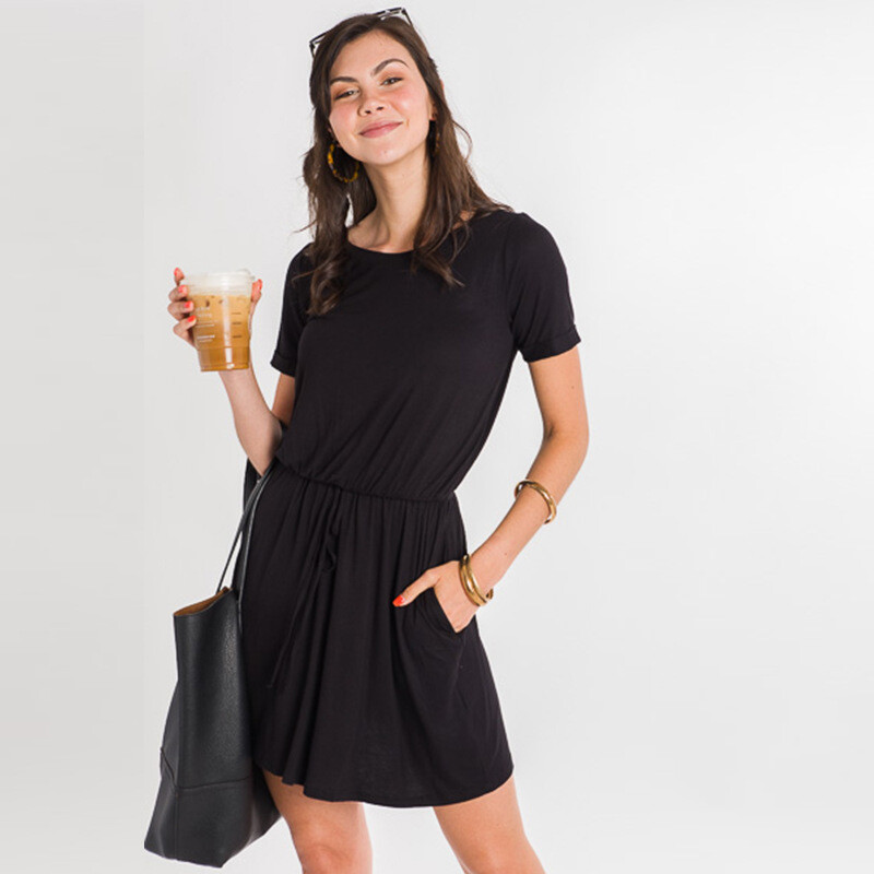 Women Summer Dress Tunic Top Blouse Loose Short Bottom Casual Beach Sundress