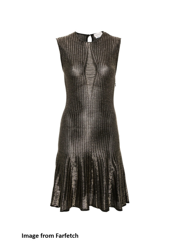 Alexander McQueen NWT Black Shiny Floated Knit Ruffle Dress XL – $2300 S/S 2019