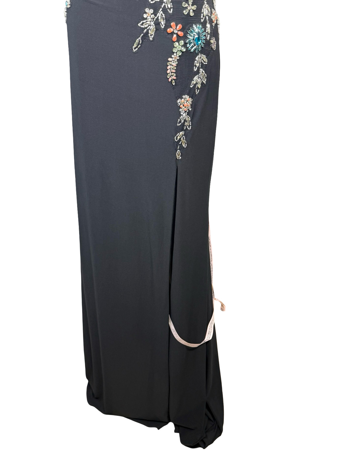Mac Duggal 42006 Black V-Neck Beaded Floral Cami Gown