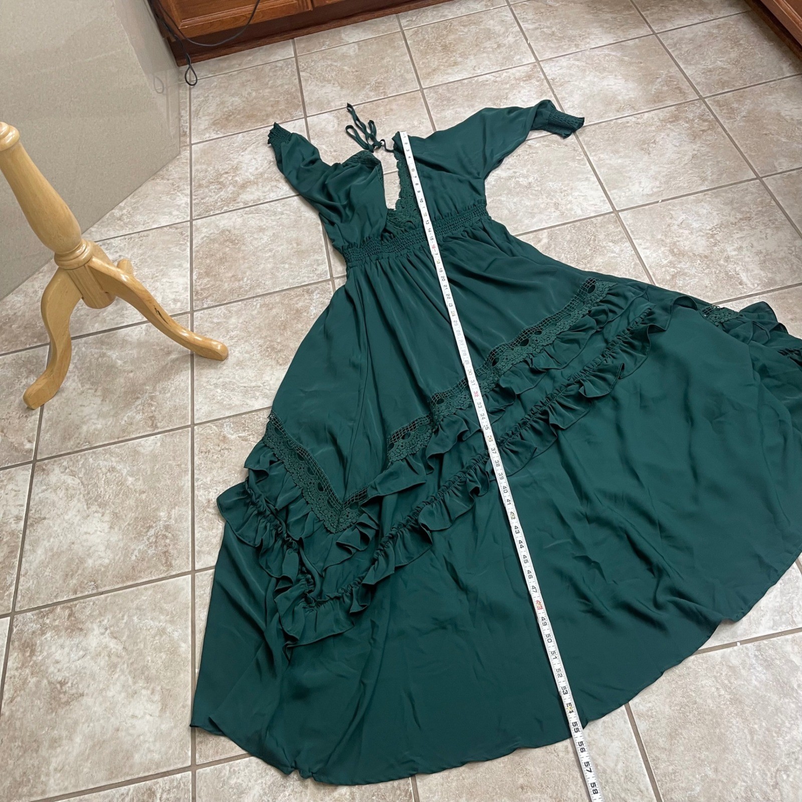 BALTICBORN pippA Women Emerald Green Tiered Ruffle Maxi Dress Long Sleeve LAre