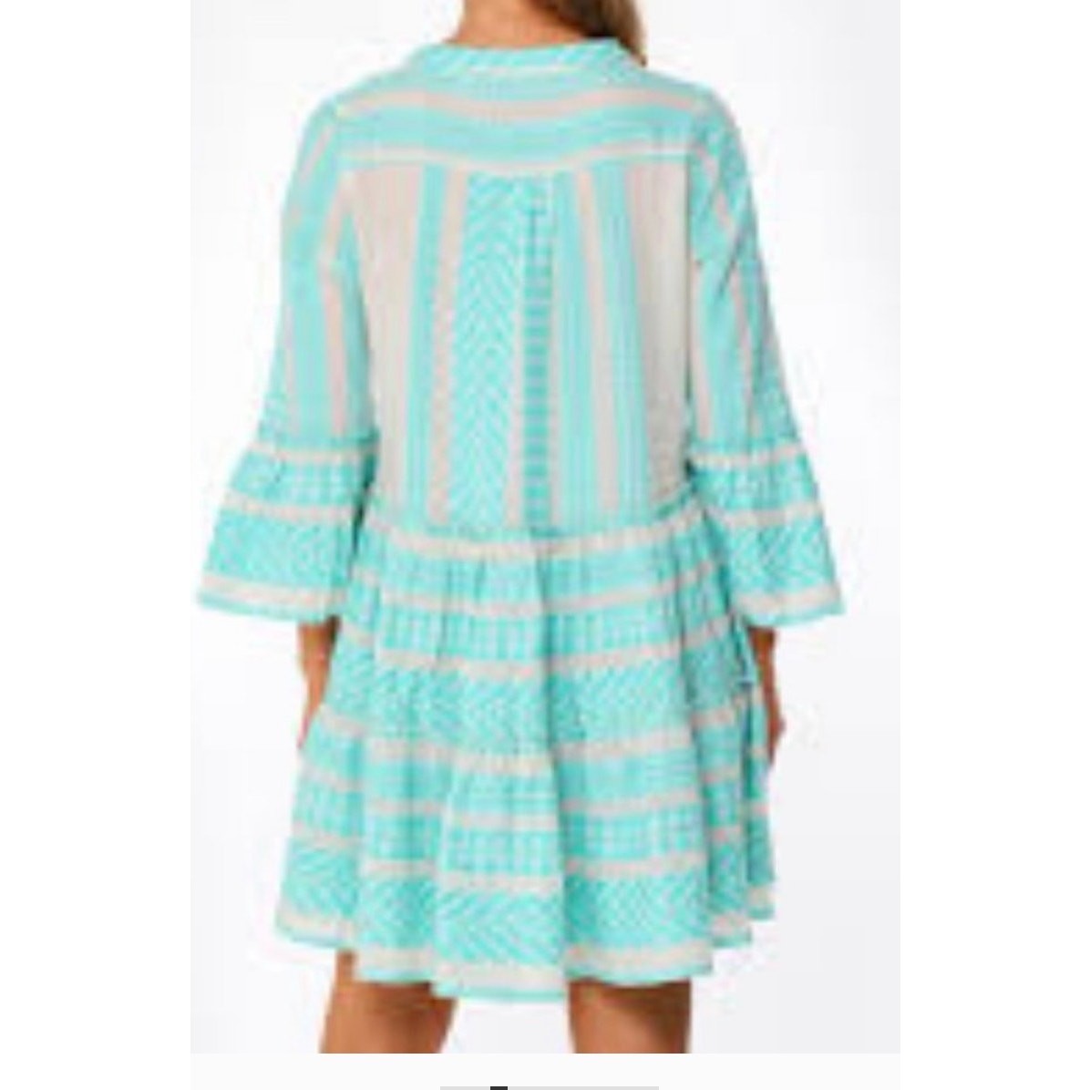 Devotion Twins Embroidered Ella Tunic Dress Size Medium B Blue Off White Boho