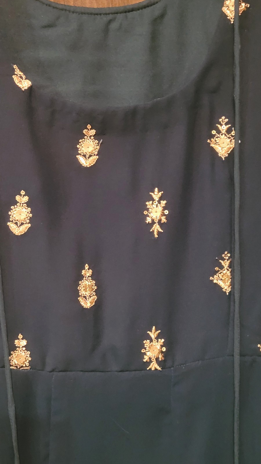 Embroidered Georgette Gown in Dark Teal Green Made in India perfect for weddings