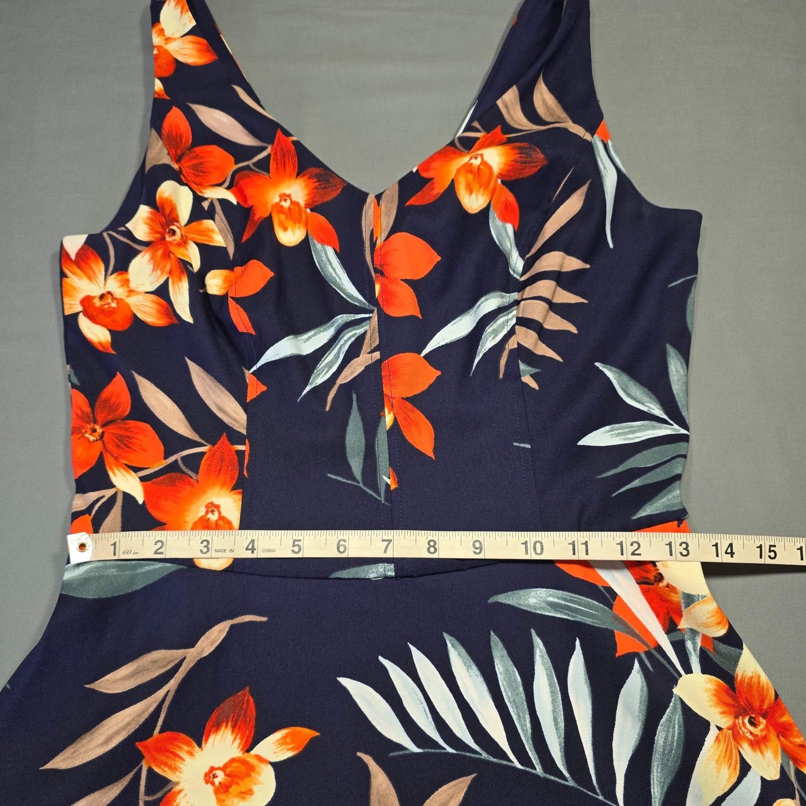 db Established 1962 Blue Mini Dress Preppy Stretch Floral Sleeveless Women’s 4