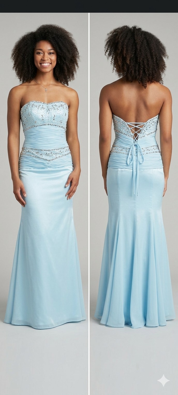 90’s Corset Style Blue Strapless Prom Dress Maxi Sparkle Formal Y2k Nwt