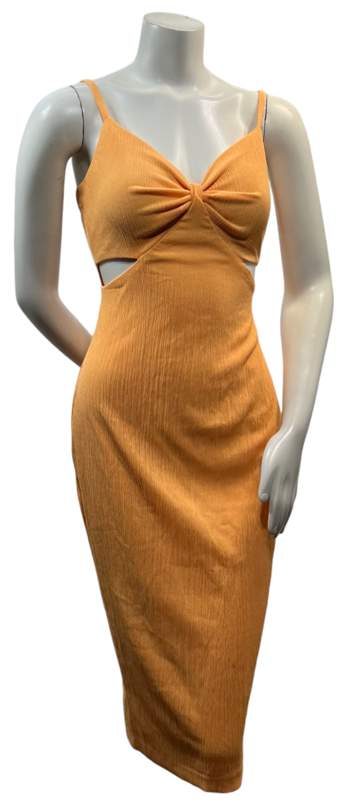 Guess Midi Dress Womens Size 4 Orange Sleeveless Open Sides New Stretch