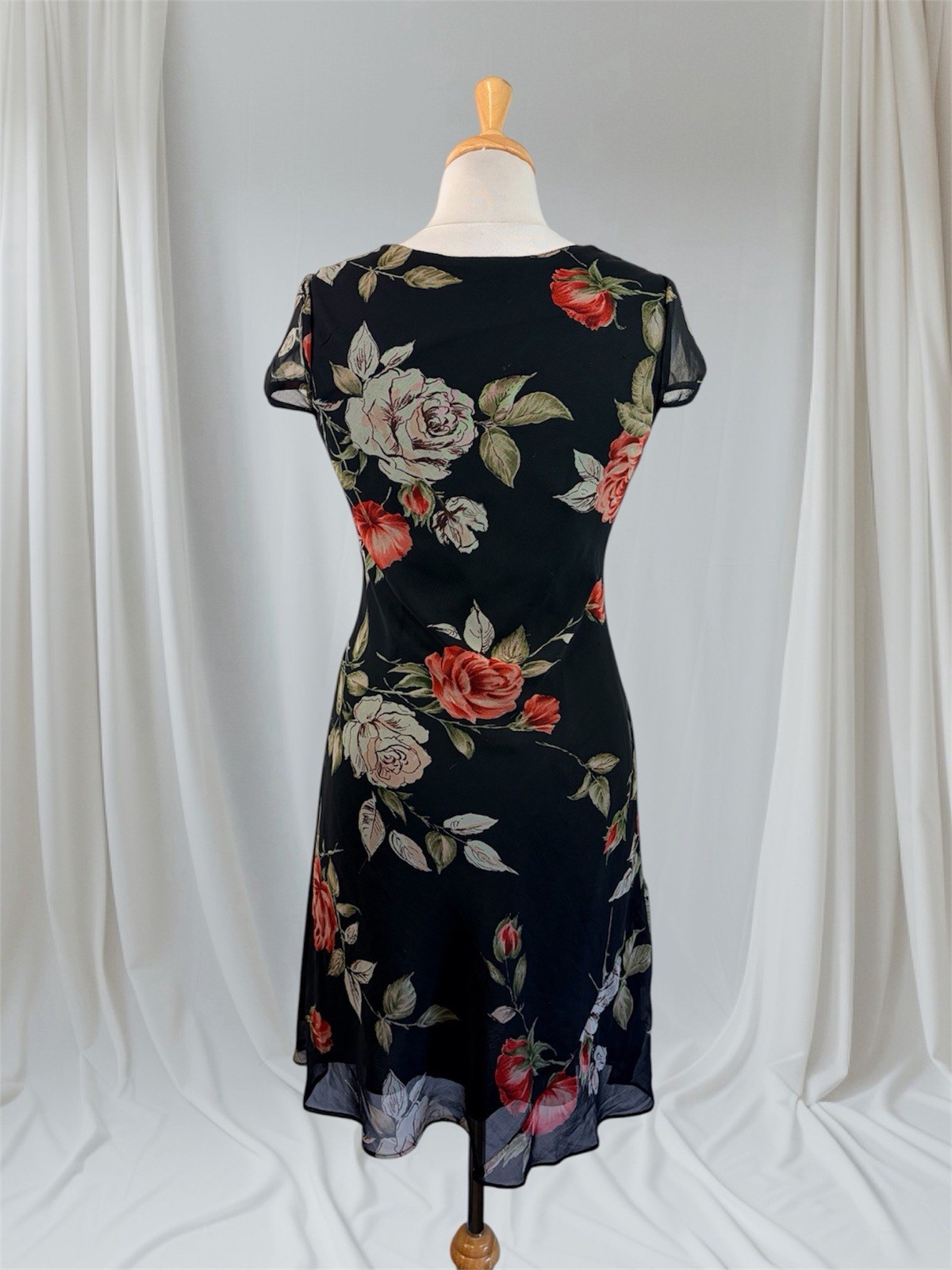 Y2K Flower Beaded Sequin Chiffon Slip Dress Ethereal Fairy Romantic Whimsy 90s M