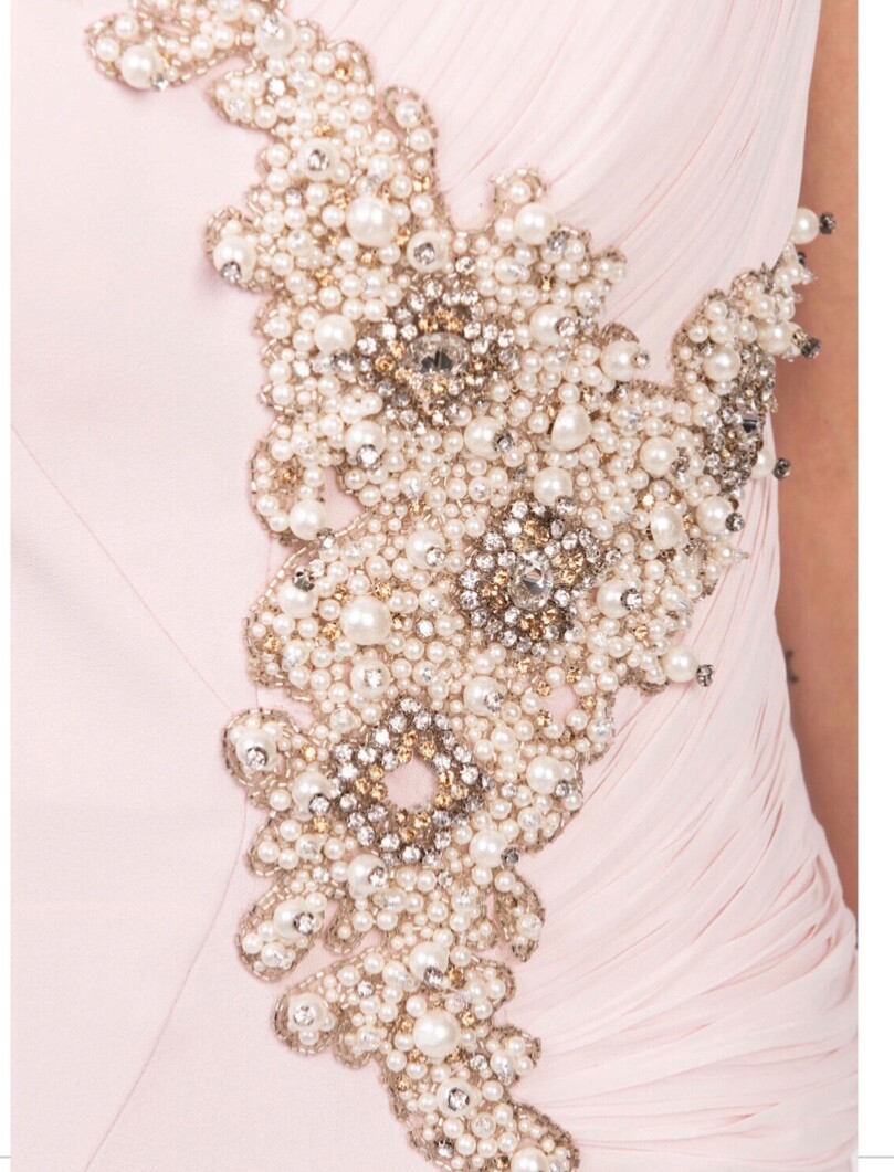 A-Line Gown Embellished Draped Contrast Layer /US6 IT42 S NWT