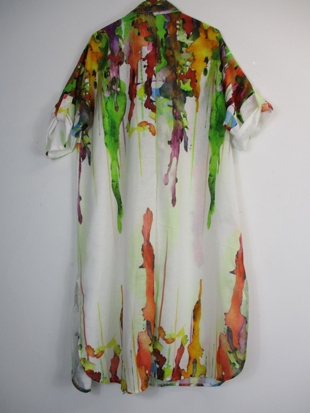 LagenLook Womens Ladies 40% Linen Long Over Shirt One Size : Plus: 16-20