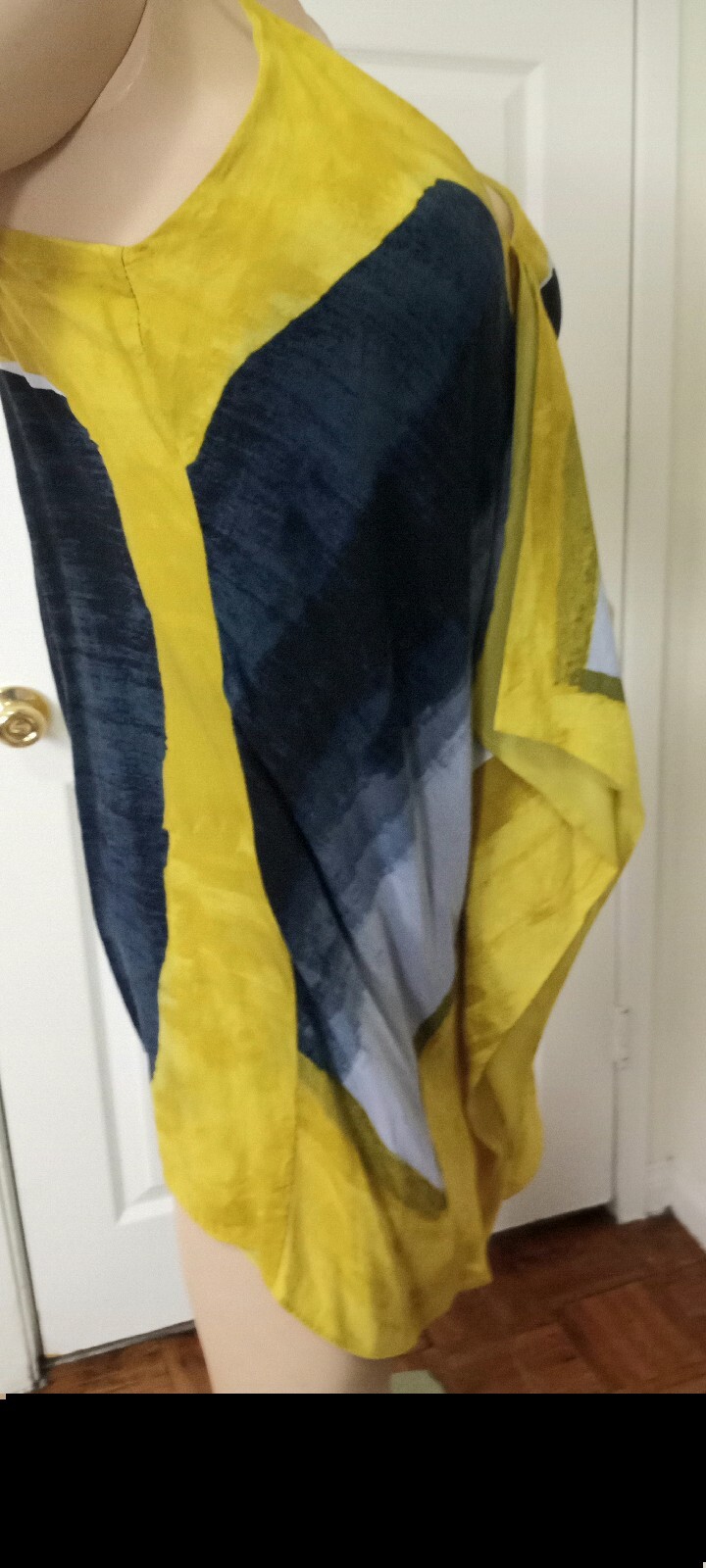 RACHEL Rachel Roy YELLOW, BLACK , GRAY, WHITE SUMMERTIME SLEEVELESS DRESS LARGE