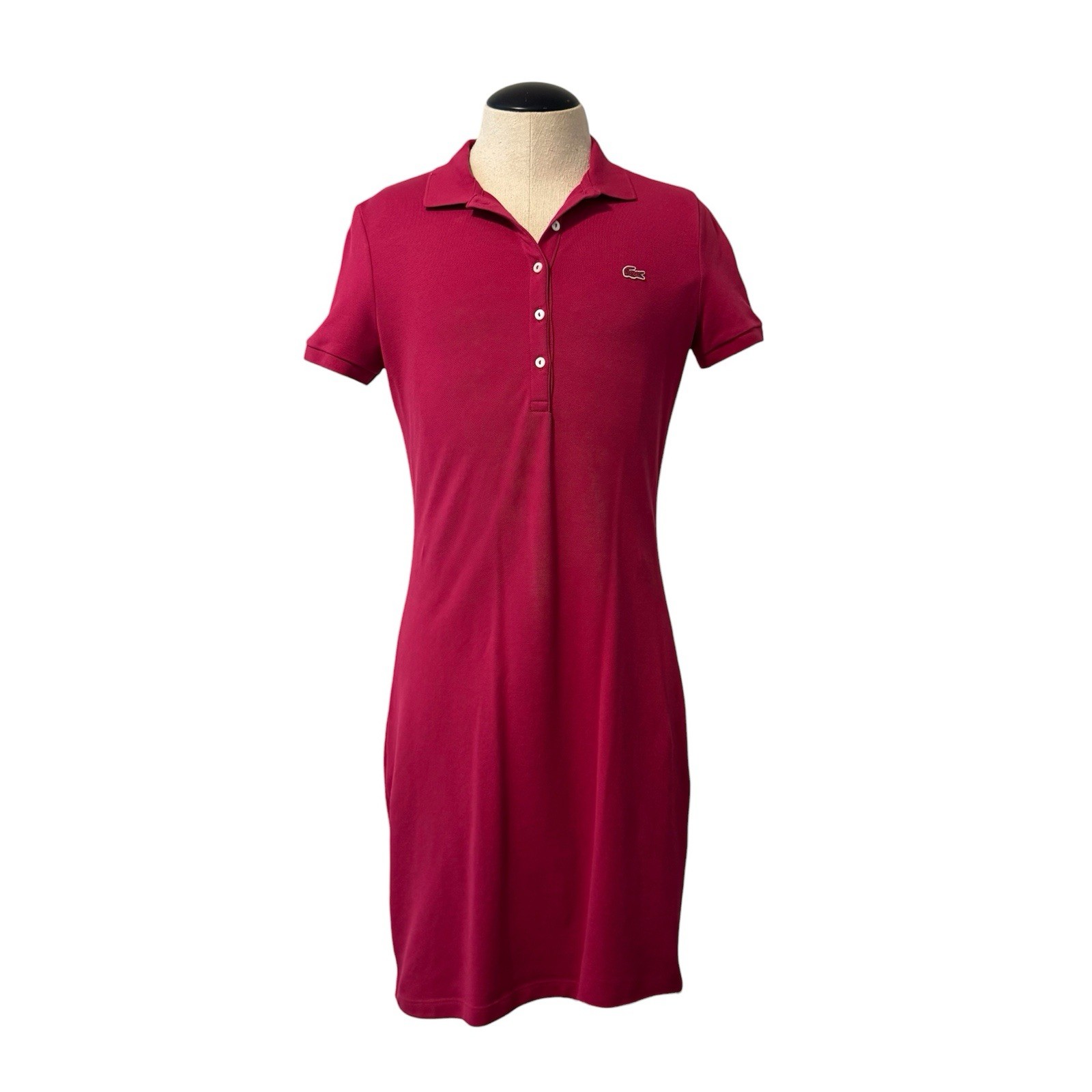 Lacoste Women’s Slim Fit Stretch Piqué Polo Dress Pink Short Sleeve Size 38