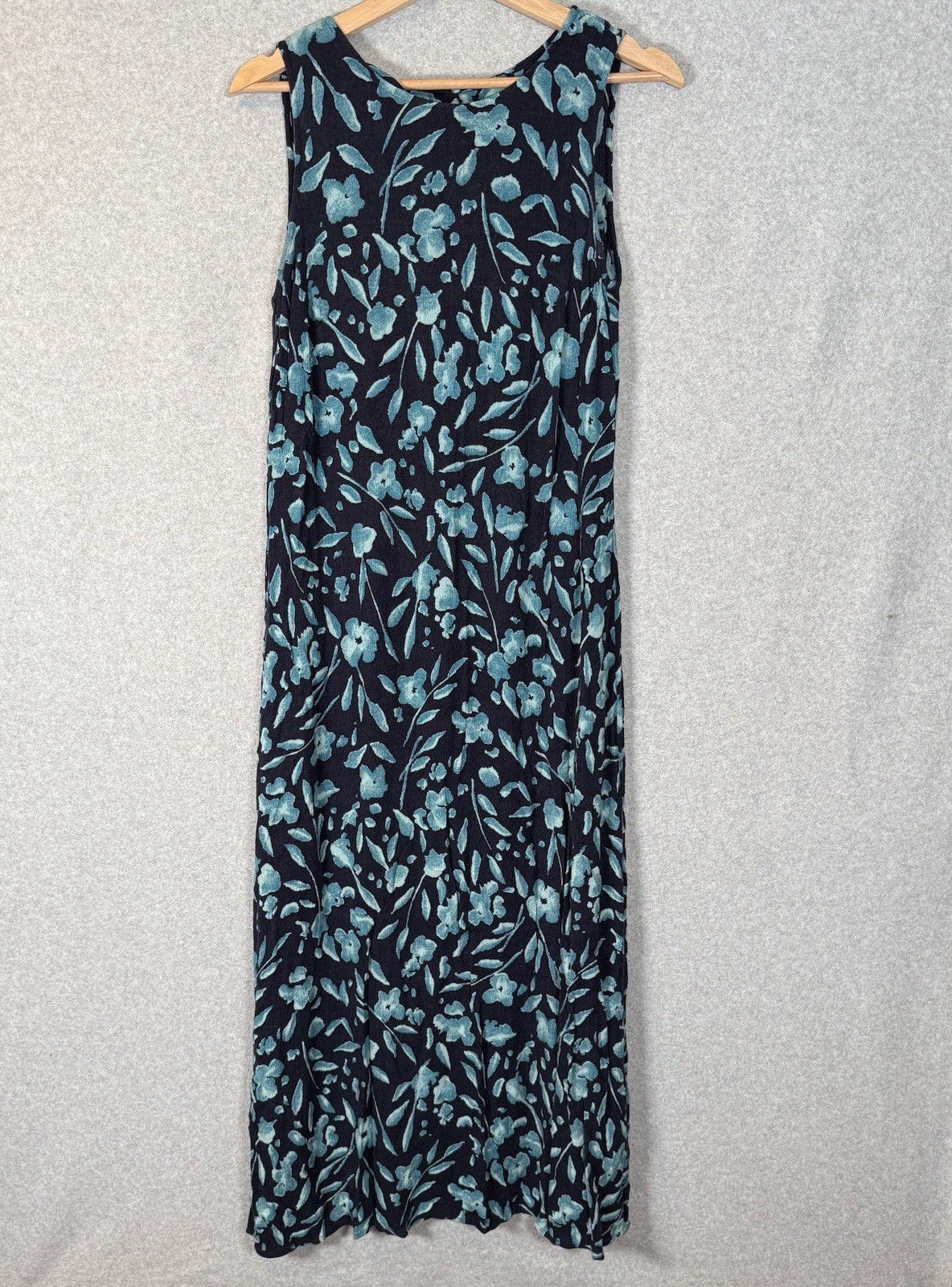 Kathie Lee Maxi Dress Womens 10 Vintage Blue Navy Floral Sleeveless 90s