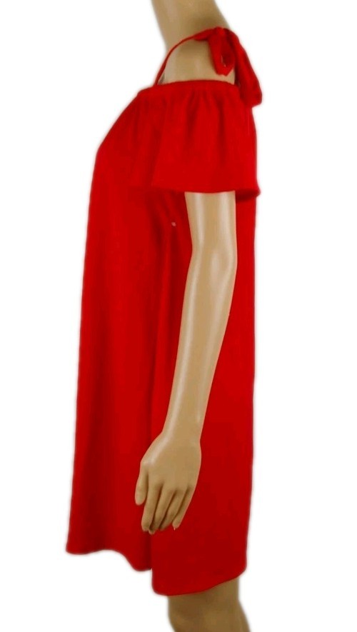 NWOT Green Envelope Solid Red Off the Shoulder Shift Dress Women’s Size Medium