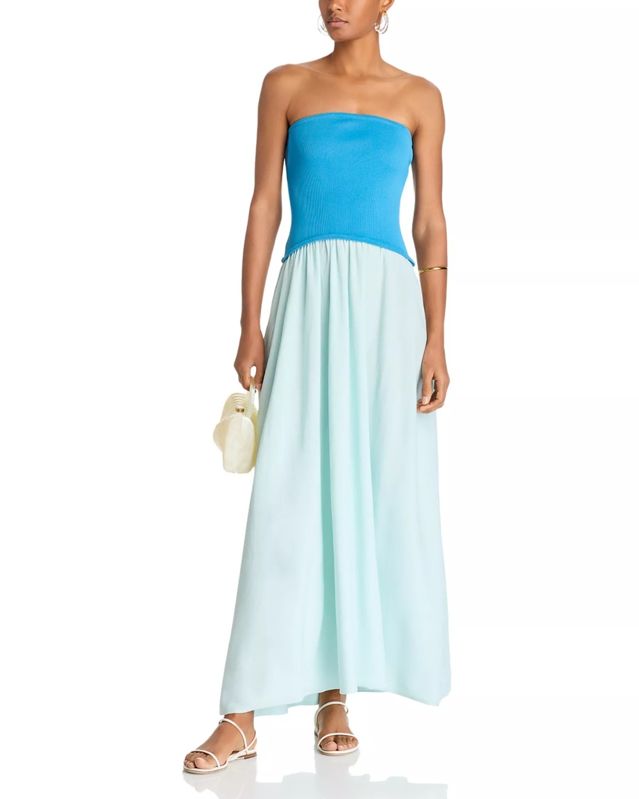 298$ Solid & Striped Strapless Soglio Maxi Dress Sleeveless Size XL French Blue