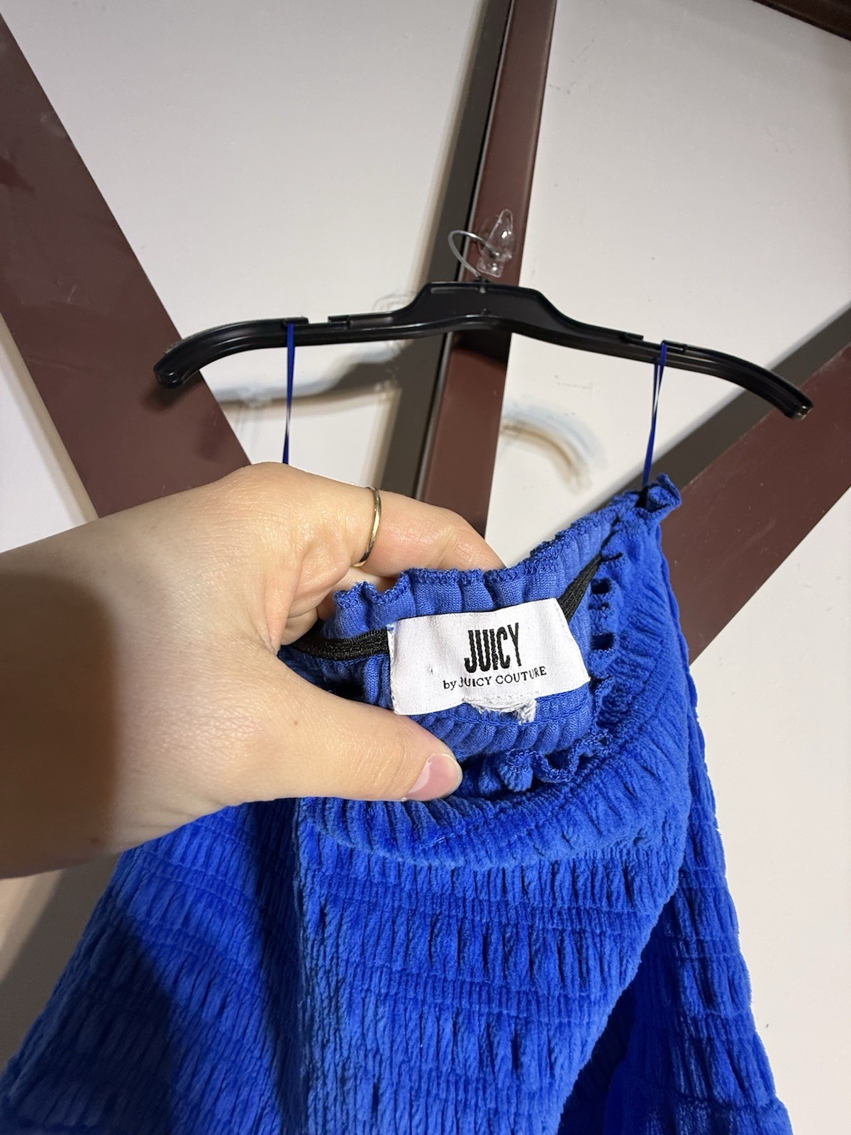 Y2K Juicy Couture Terry Smocked Ruched Top Blue Strapless Swim Dress Sundress