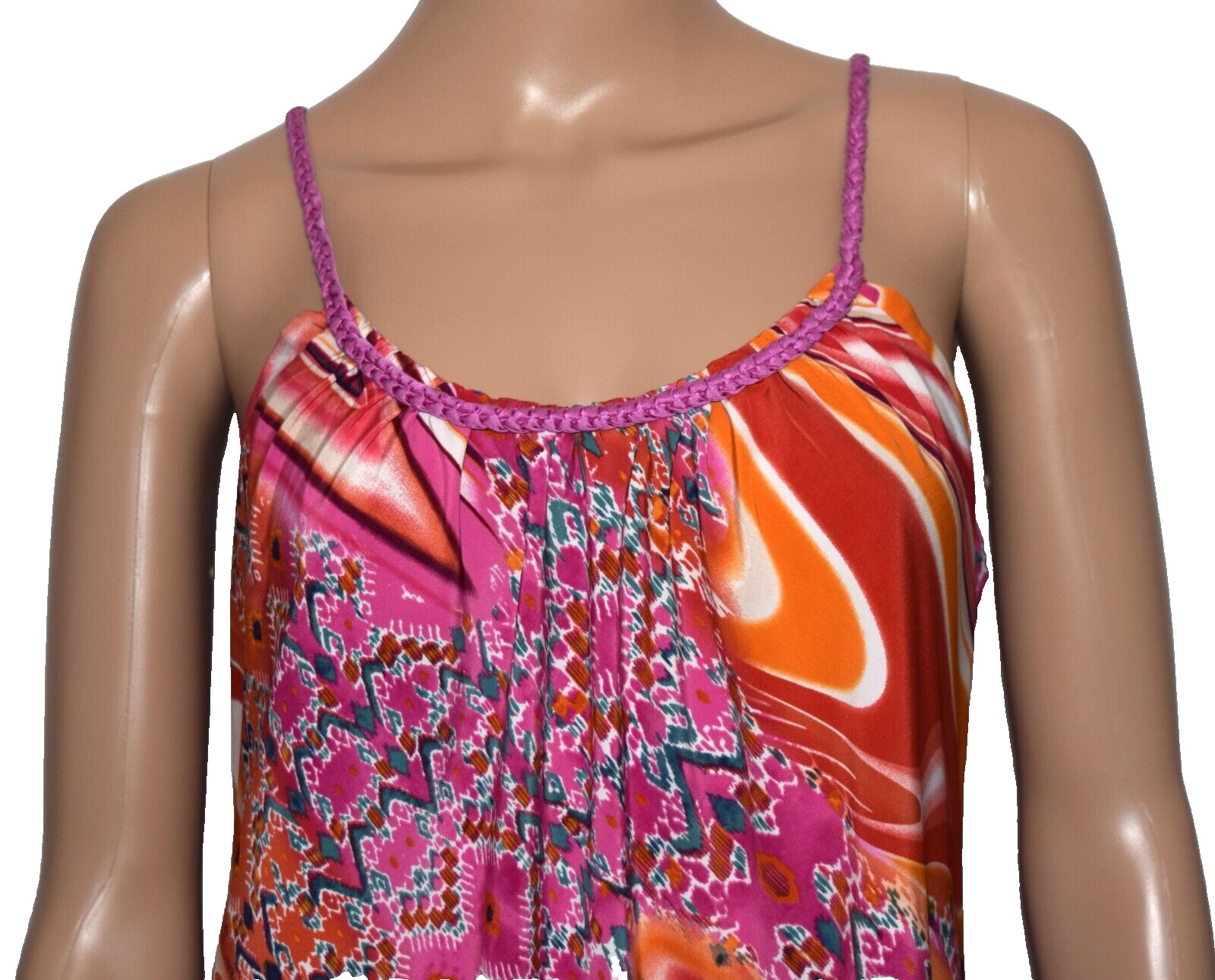 NATORI Multicolor Geometric Sleeveless Unlined Lightweight Halter Maxi Dress S