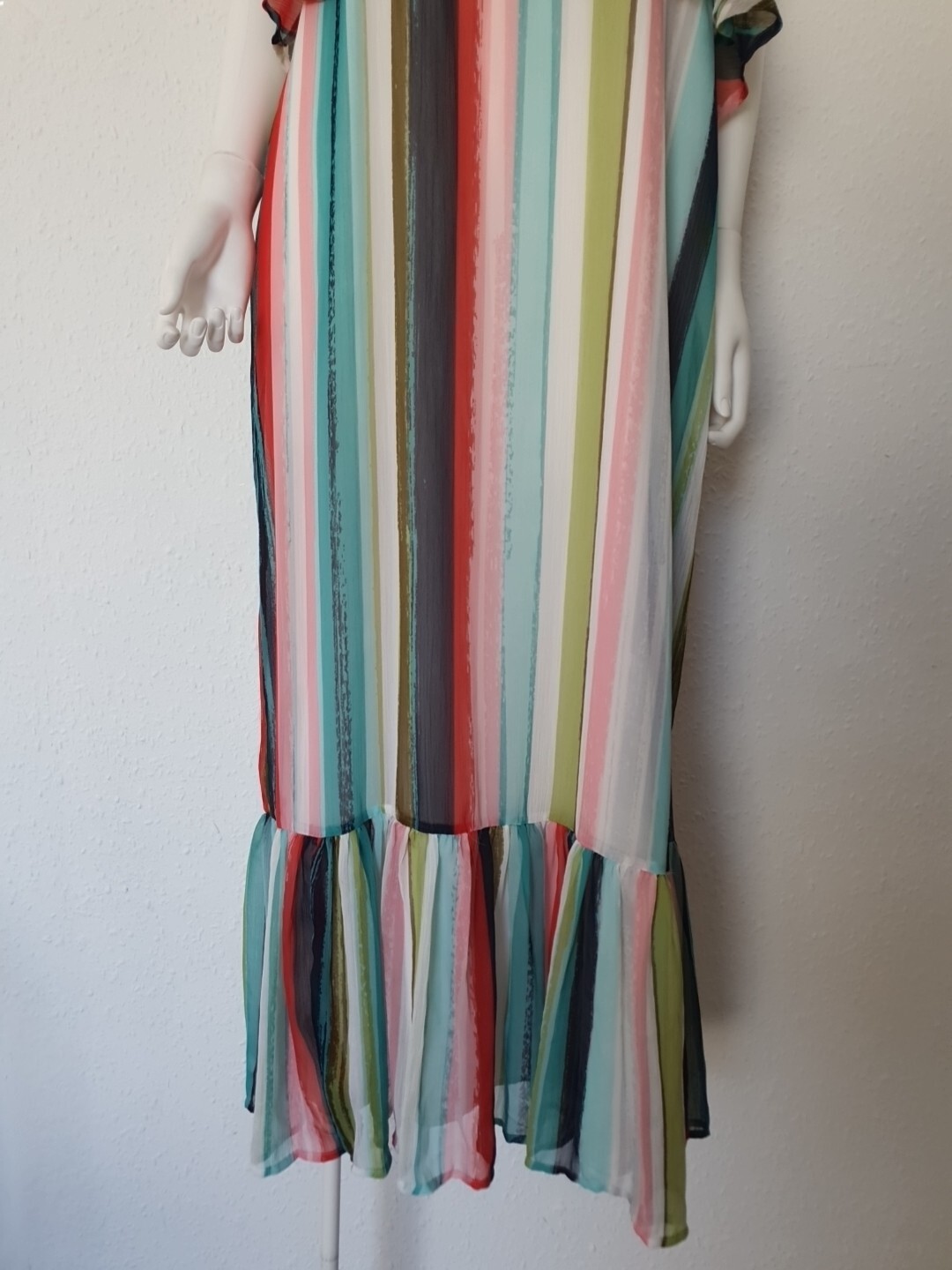 Marks & Spencer long Chiffon summer dress striped multicolour Size UK 16