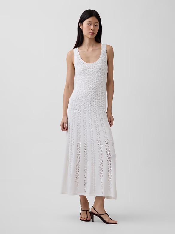NWT GAP Pointelle Maxi Dress White Cotton XS