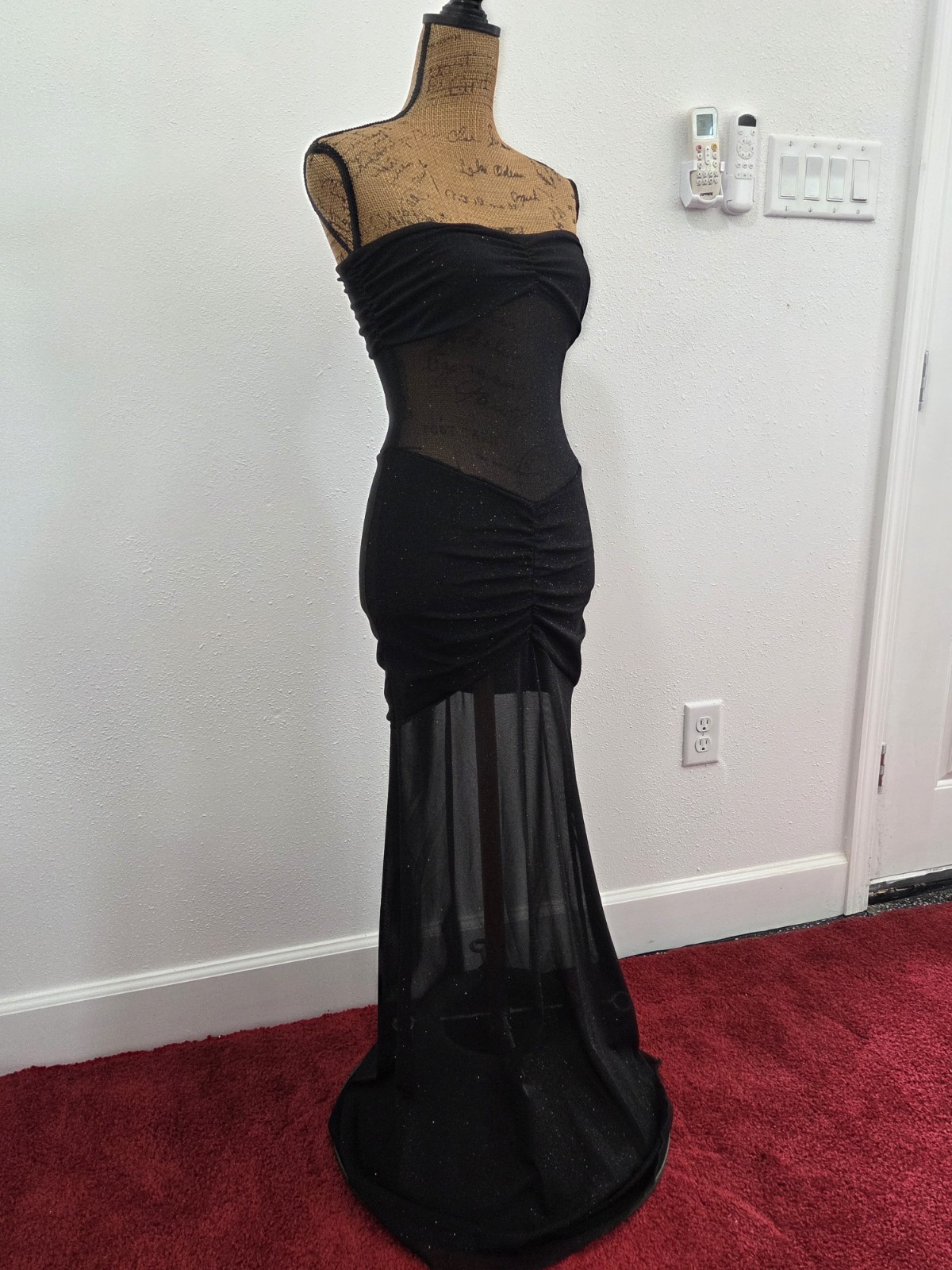 Dolls Kill Women’s Black Sparkly Mesh Maxi Dress Size S
