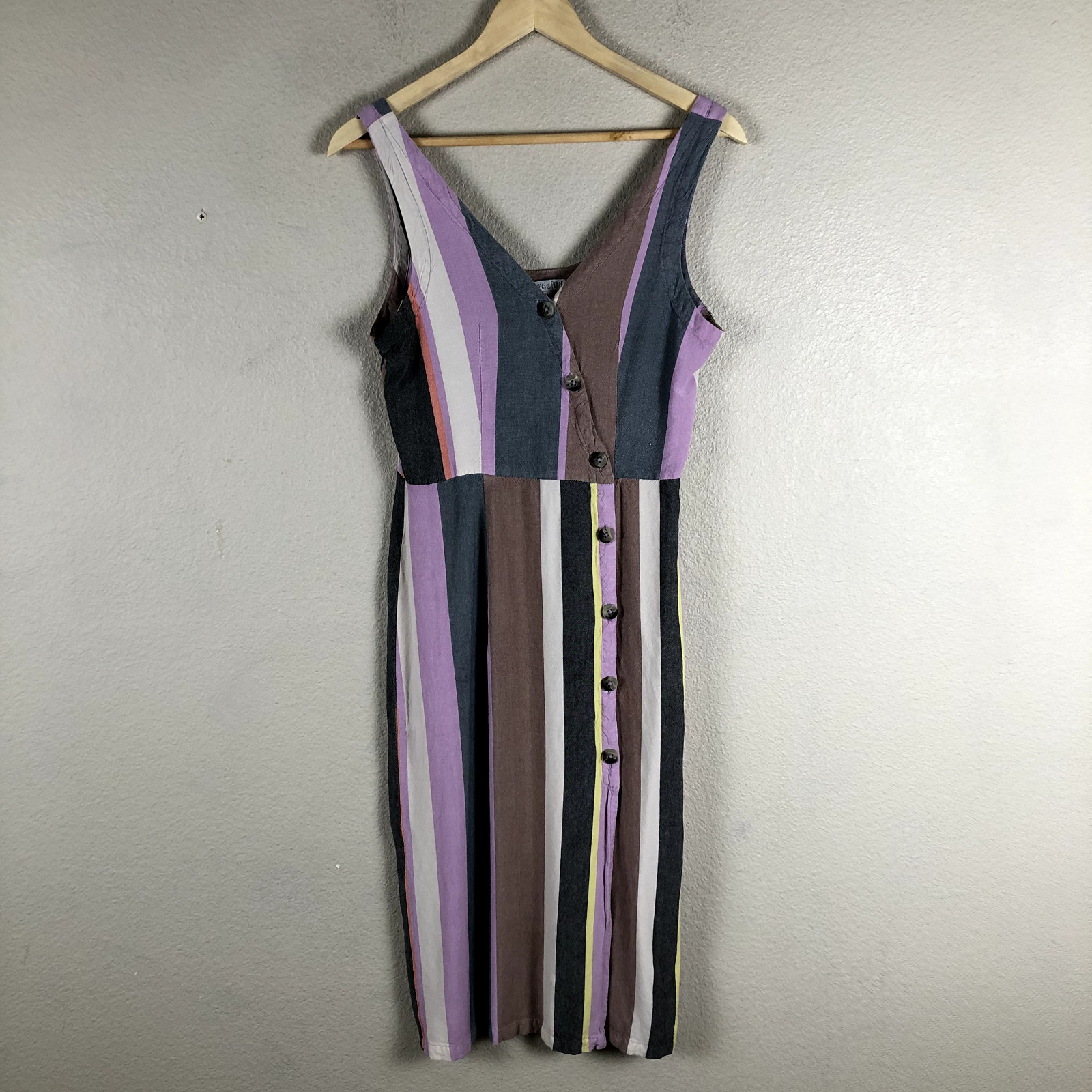 Patron Of Peace Dress Women Medium Multi Color Stripe Button Front Dress MD19008