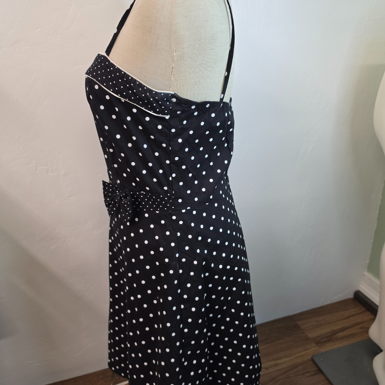 Pulse Black & White Polka Dot Spaghetti Strap Dress Size Large